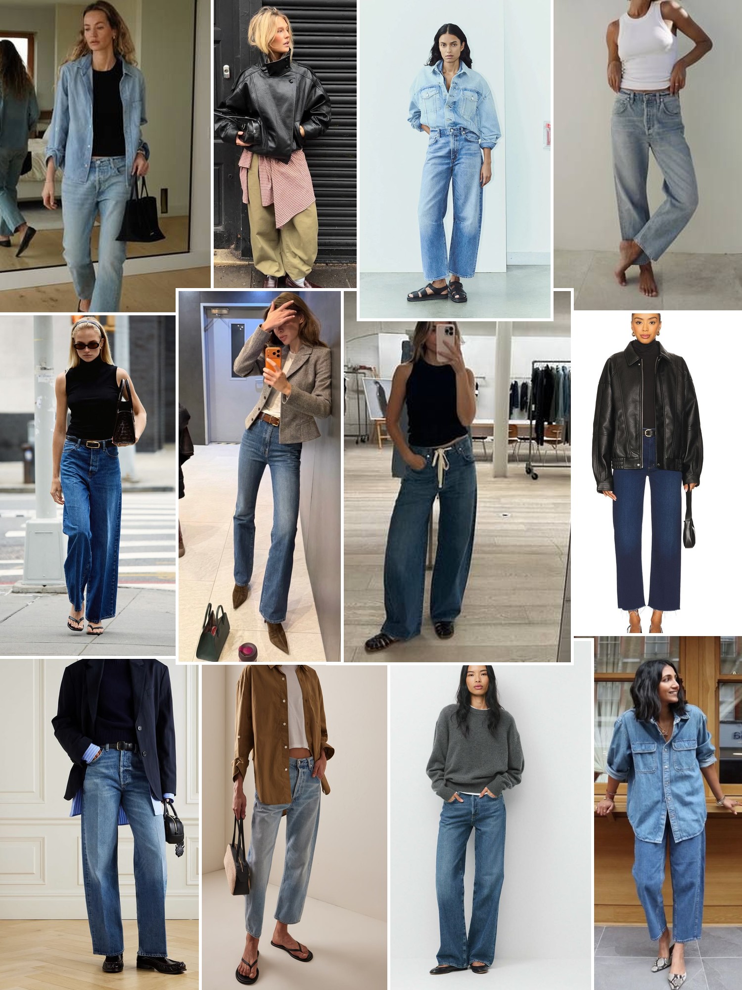 Collage of runway looks, campaign shots and street style outfits that capture the Citizens of Humanity mood