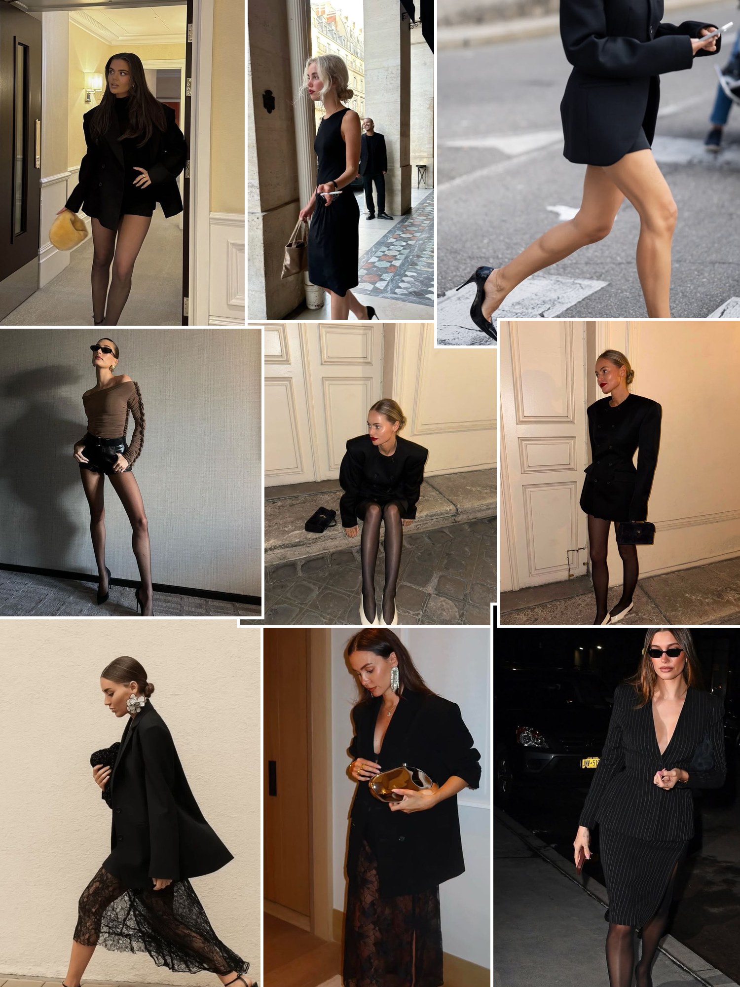 Collage of pointed stiletto pumps and similar looks