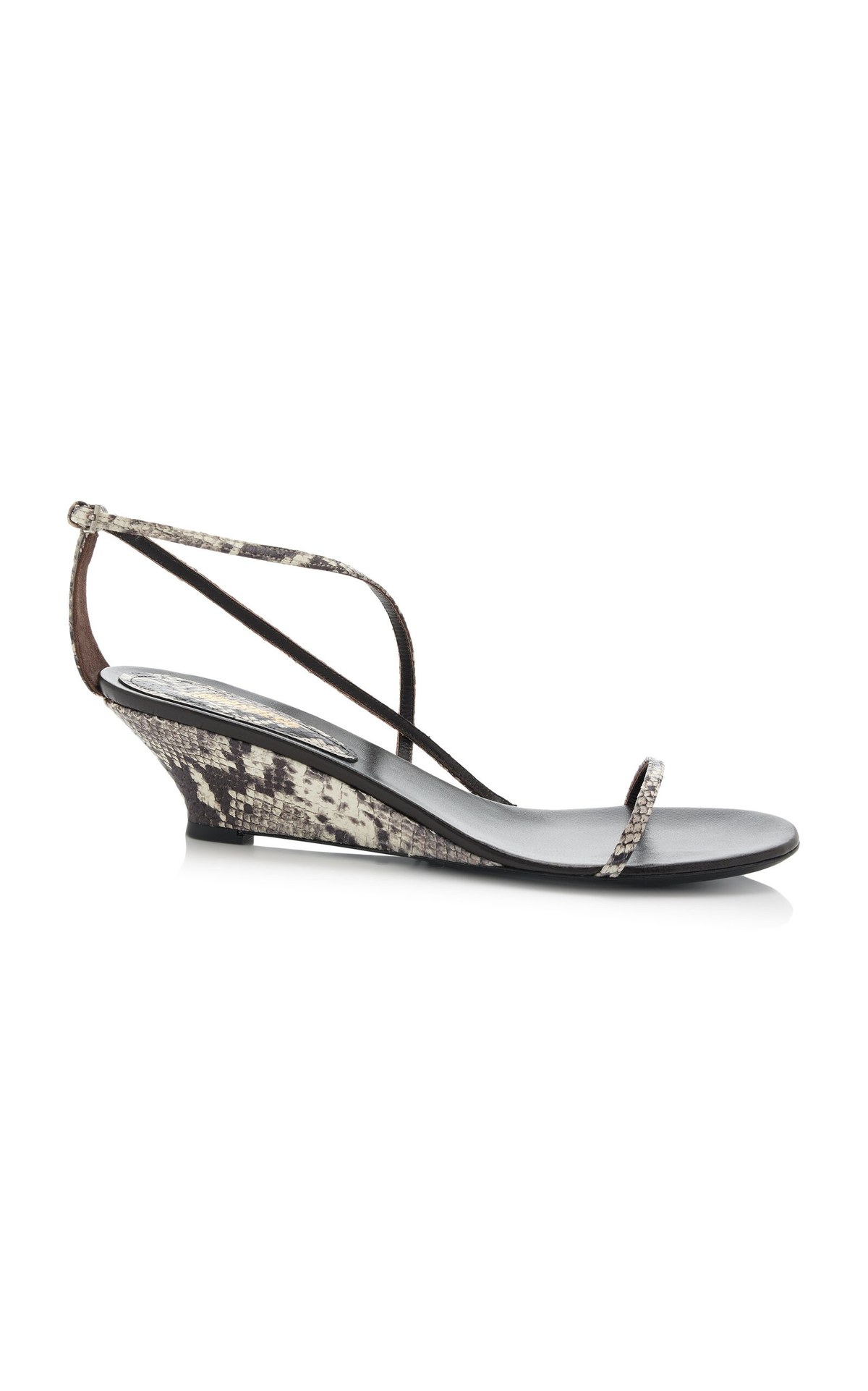 Varvara Python-Effect Leather Wedge Sandals