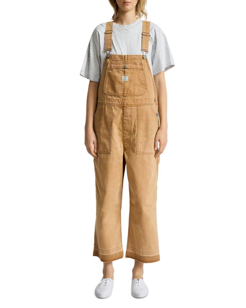 Relaxed Overalls in Worn Khaki