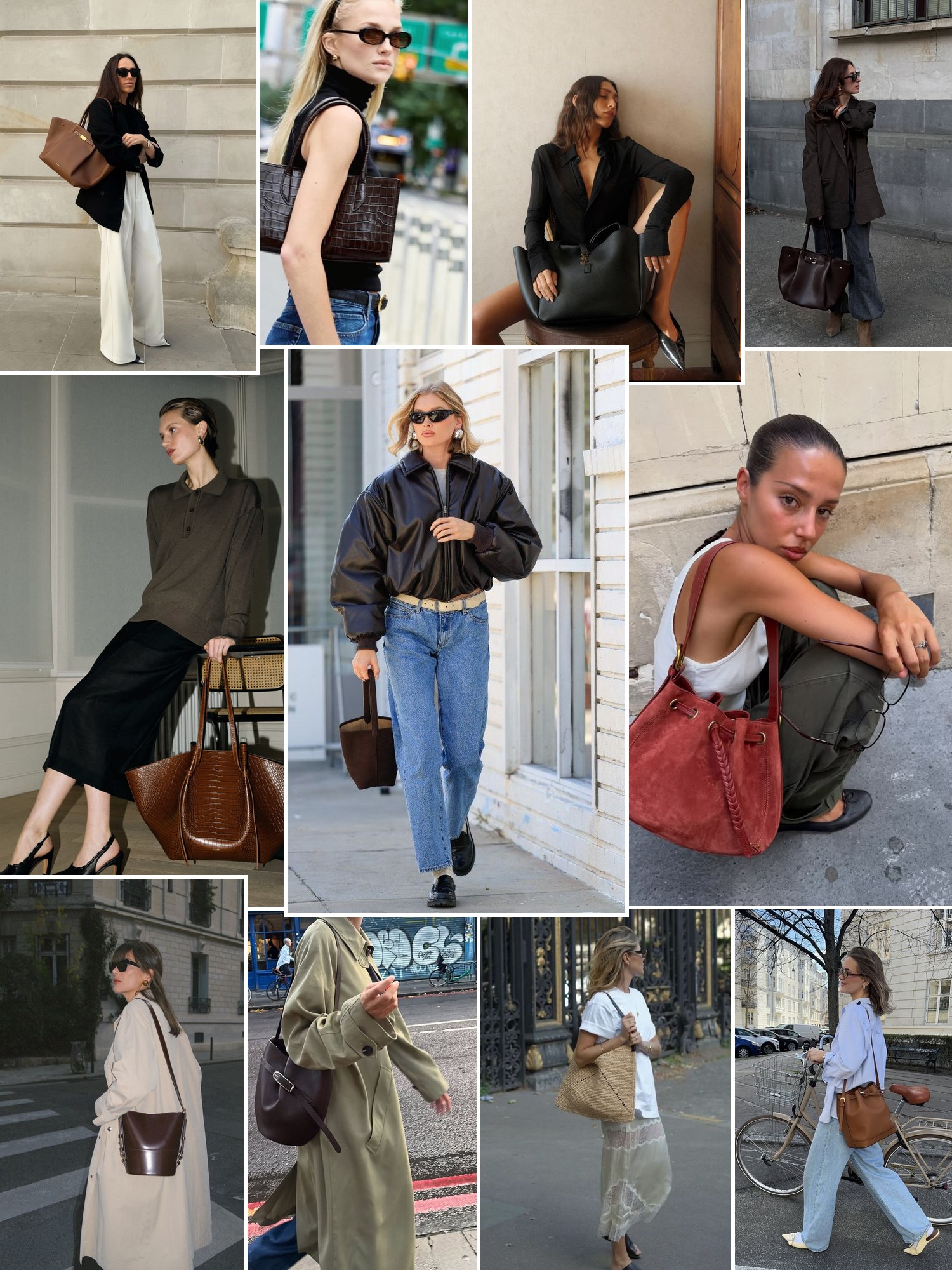 Collage of structured leather totes and similar looks