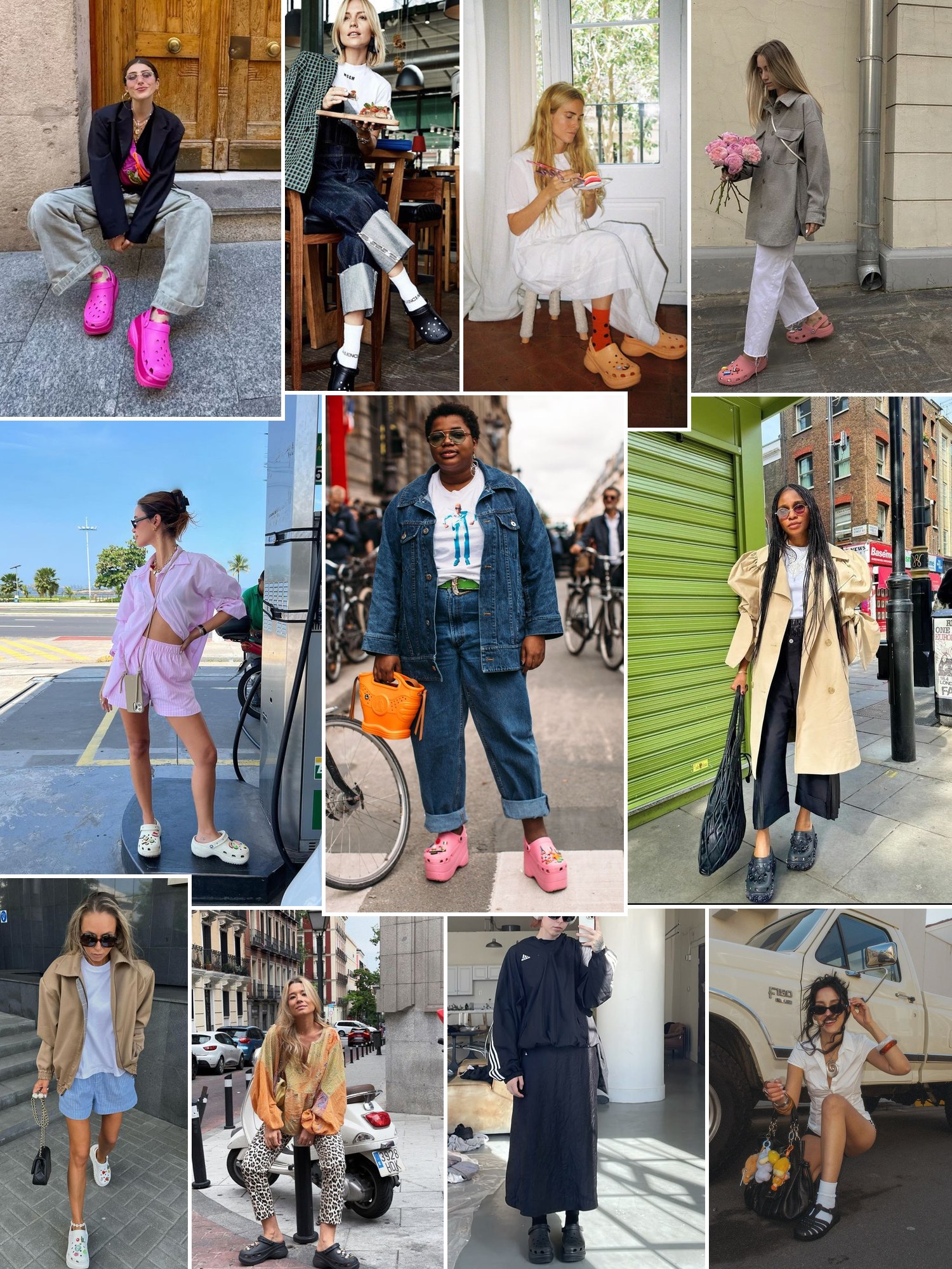 Collage of chunky clogs and socks in street style