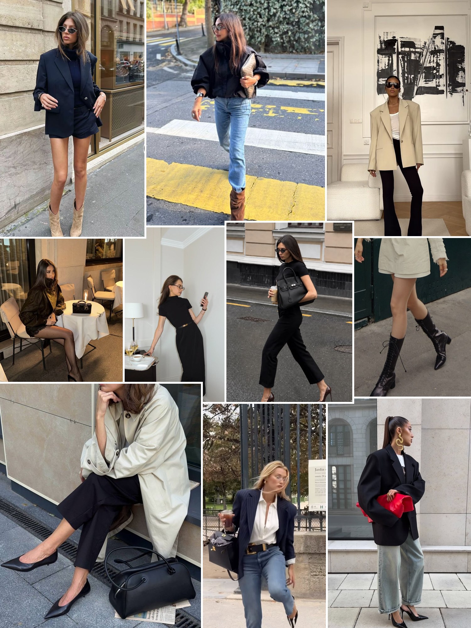 Collage of everyday outfits built around Kenneth Cole