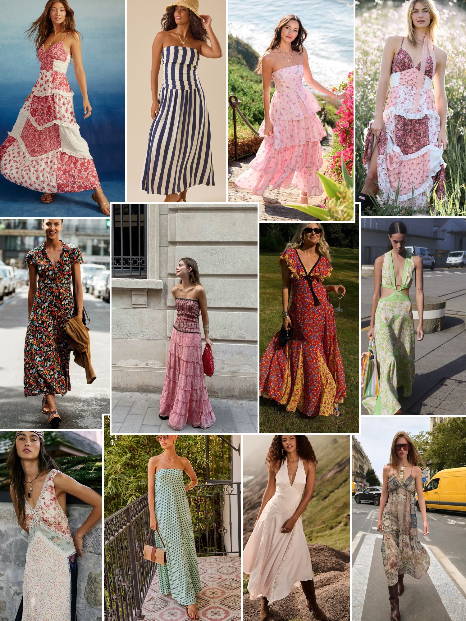 Collage of everyday outfits built around Altar'd State dresses