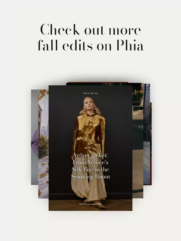 Animated slideshow: check out more fall edits on Phia, flipping through Velvet Jacket, Varsity Sweater, NYC Fall Outfits, Burberry Jacket for Women, Purple Sweater, Sherpa Jacket, Winter Hats for Women, Burgundy and Chocolate Brown Outfits to Try This Fall