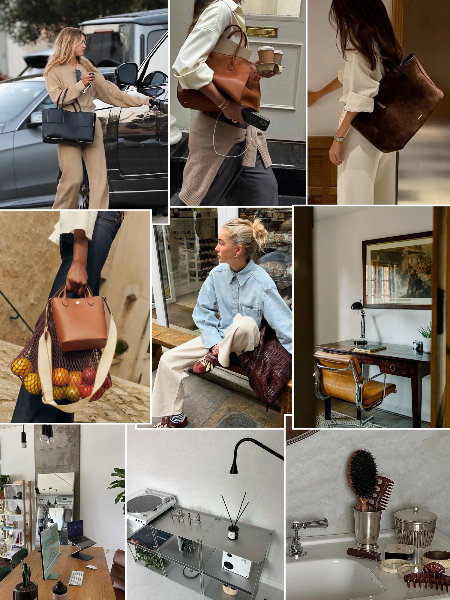 Street style collage of women wearing practical gifts for women