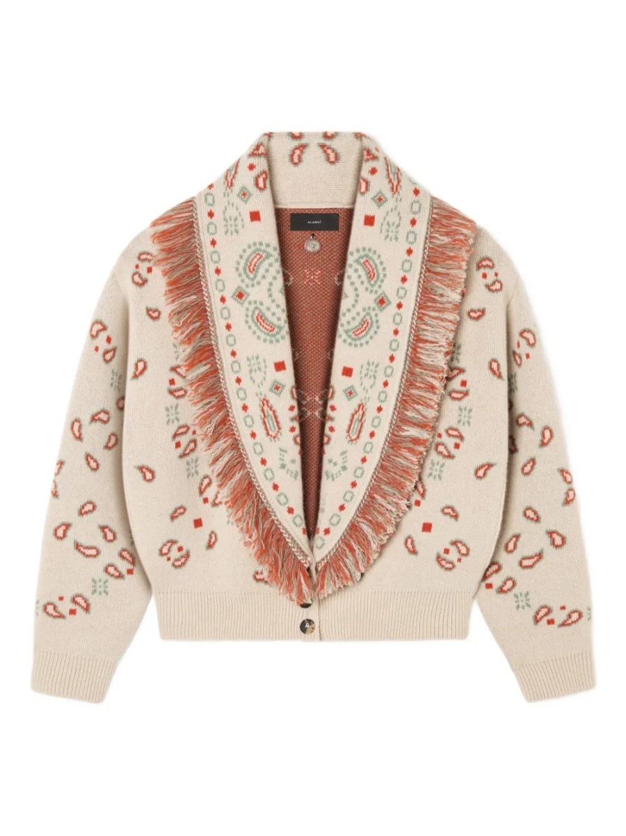 Bandana Jacquard Fringed Cardigan