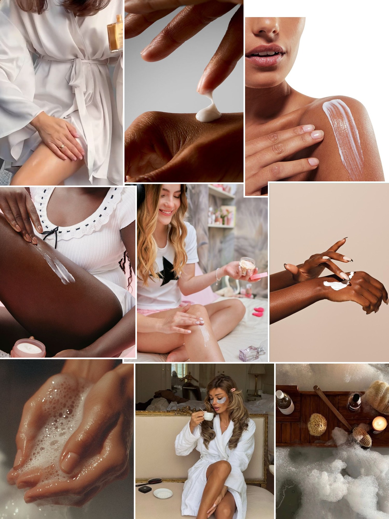Street style collage of women wearing body lotion gift sets