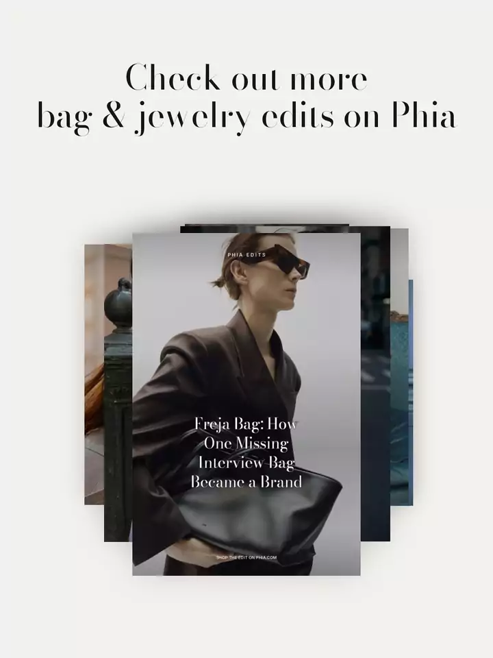 Animated slideshow: check out more bag and jewelry edits on Phia, flipping through Freja Bag, The Crescent Lock Bag, Fendi Baguette Bag, Van Cleef Bracelet, Gucci Sunglasses, The Gucci Bag Women Ask About, Collar Necklace, The Curved-Flap Bag