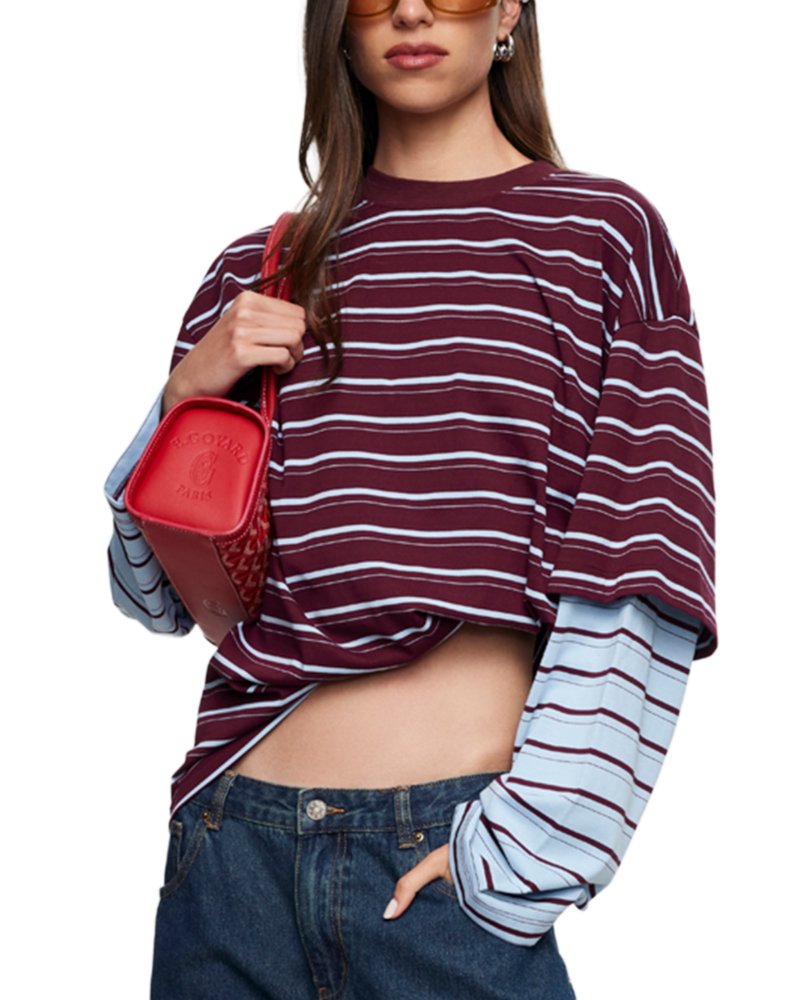 Bottega Striped Layered Long Sleeve Tee