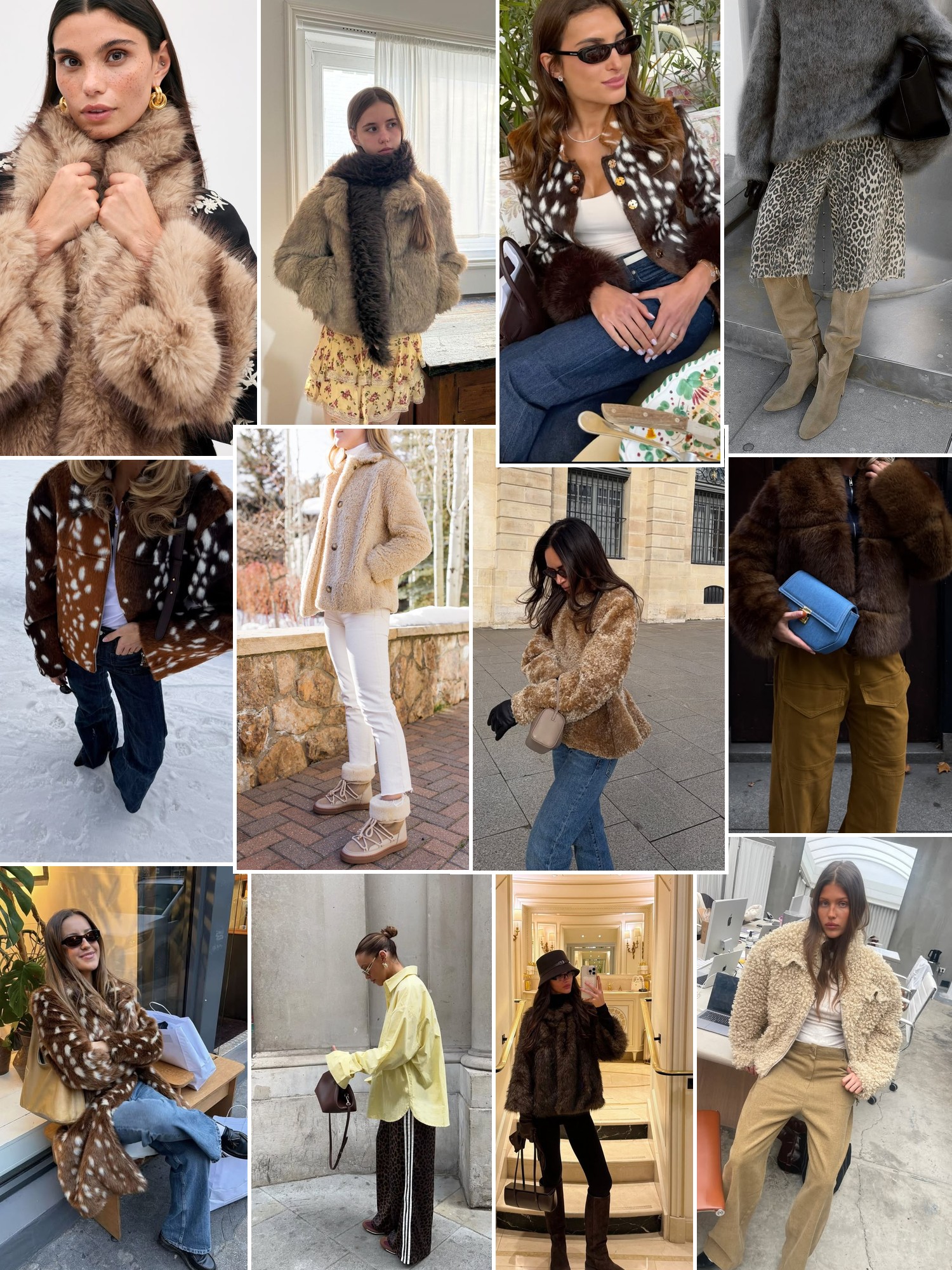 Collage of runway looks, campaign shots and street style outfits that capture the Apparis mood