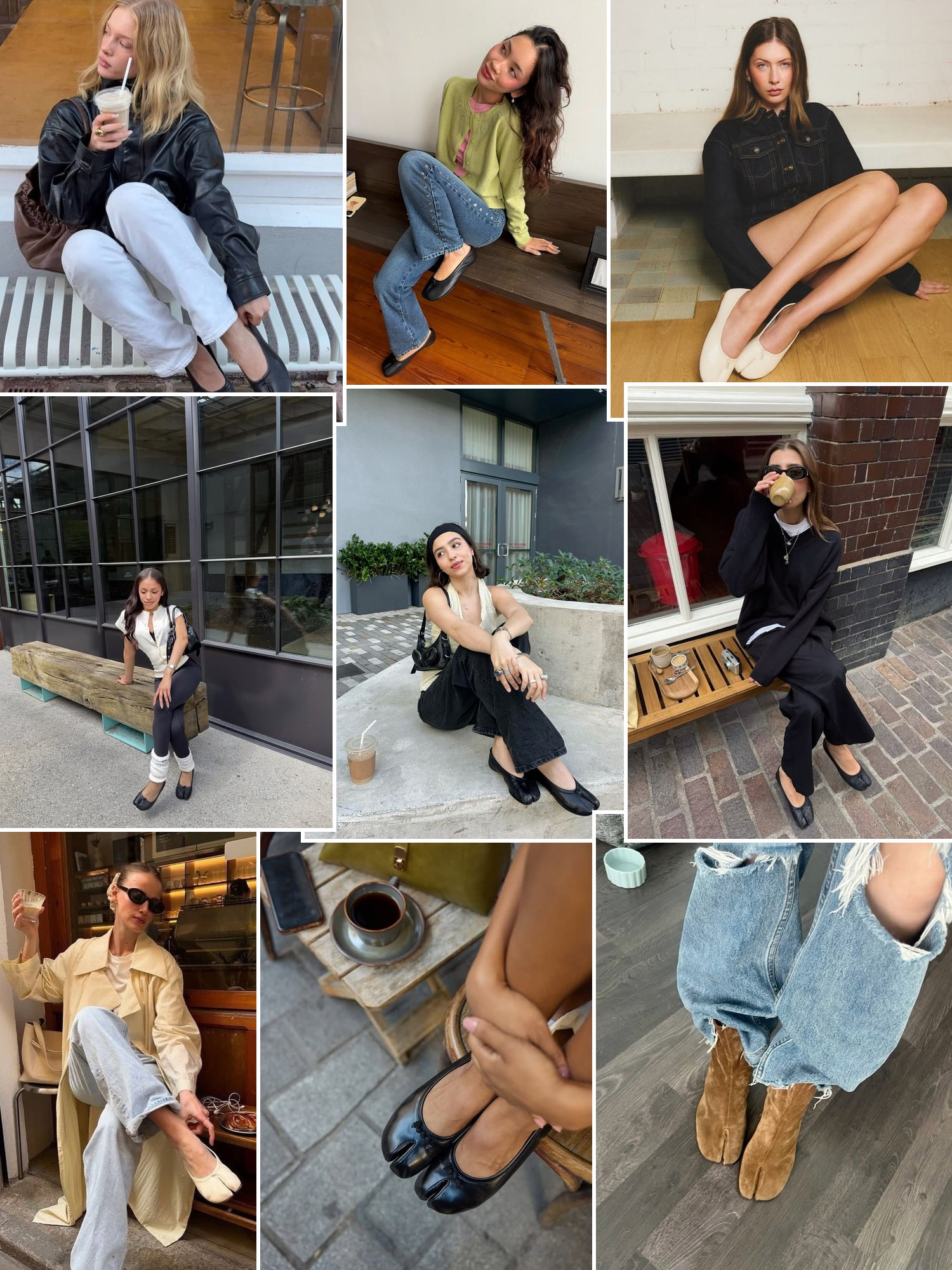 Collage of split-toe ballet flats and similar looks