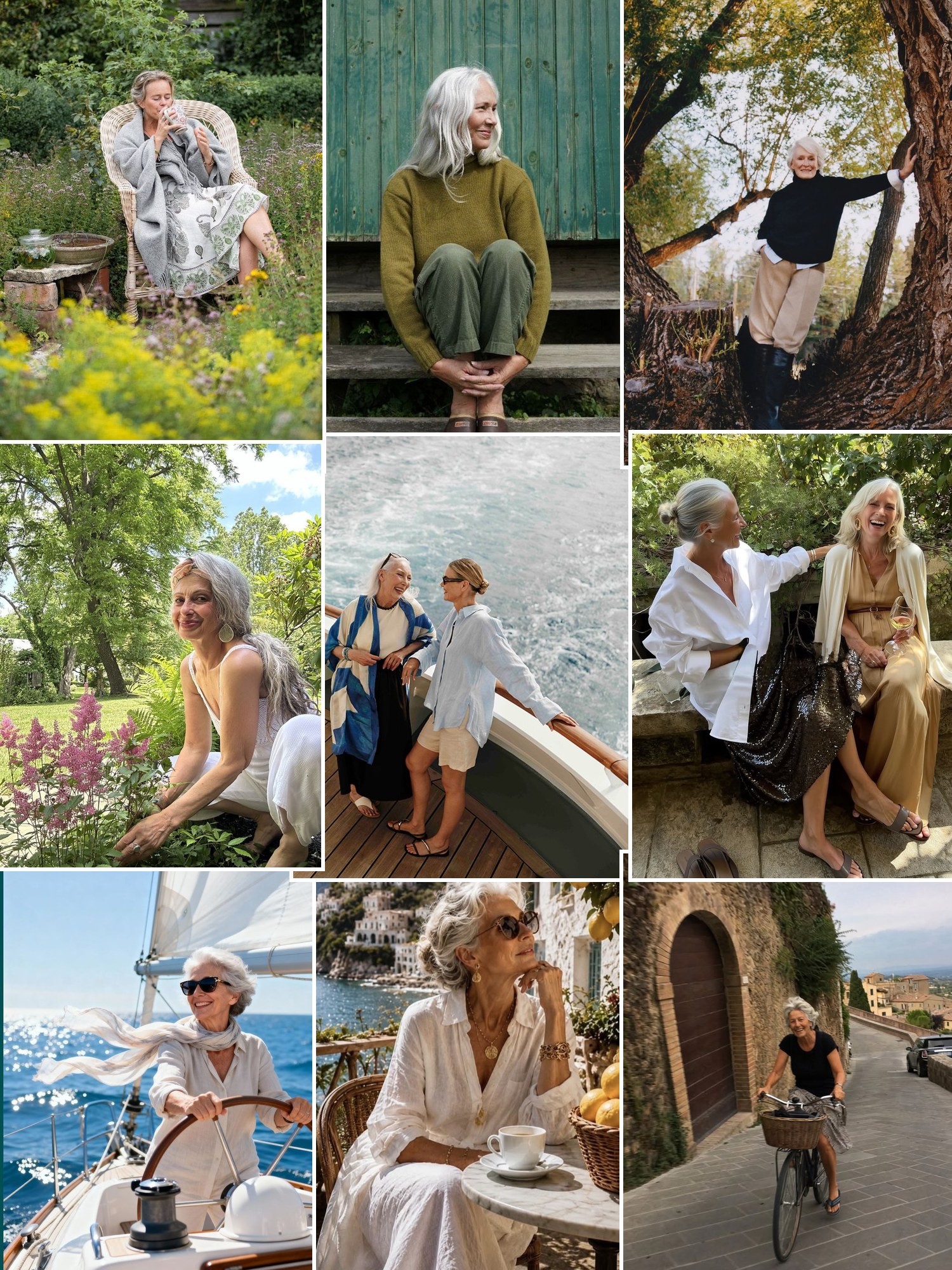 Street style collage of women wearing gifts for retired women