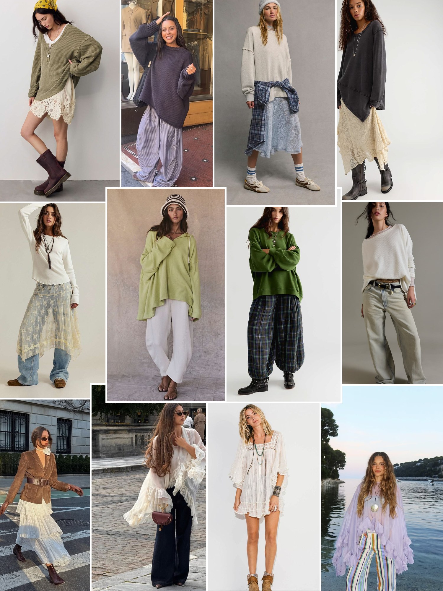 Collage of oversized thermals and slouchy tees and similar looks