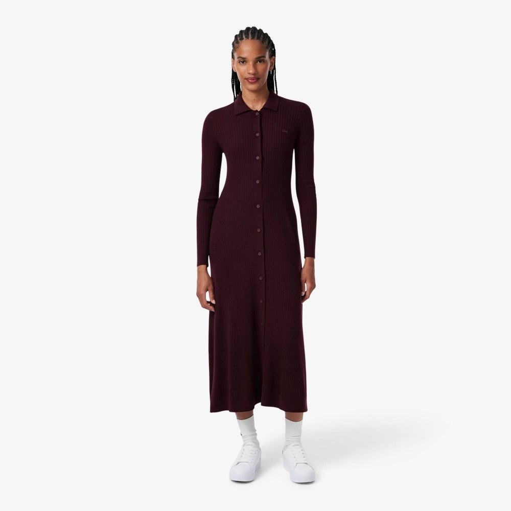 3D Knit Merino Wool Polo Collar Dress