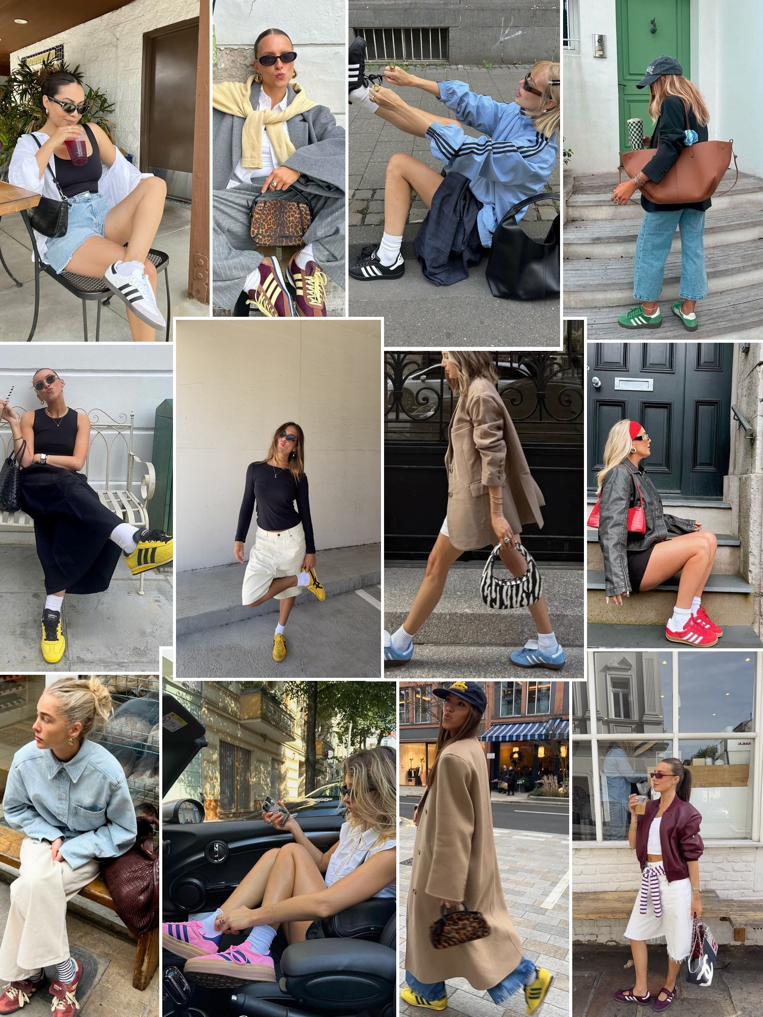 Collage of platform terrace sneakers in street style