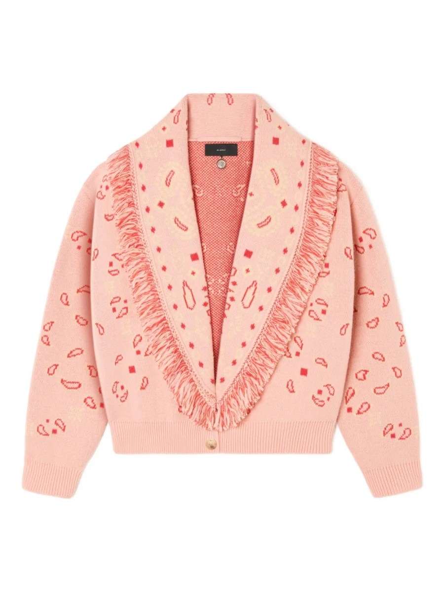 Bandana Jacquard Fringed Cardigan