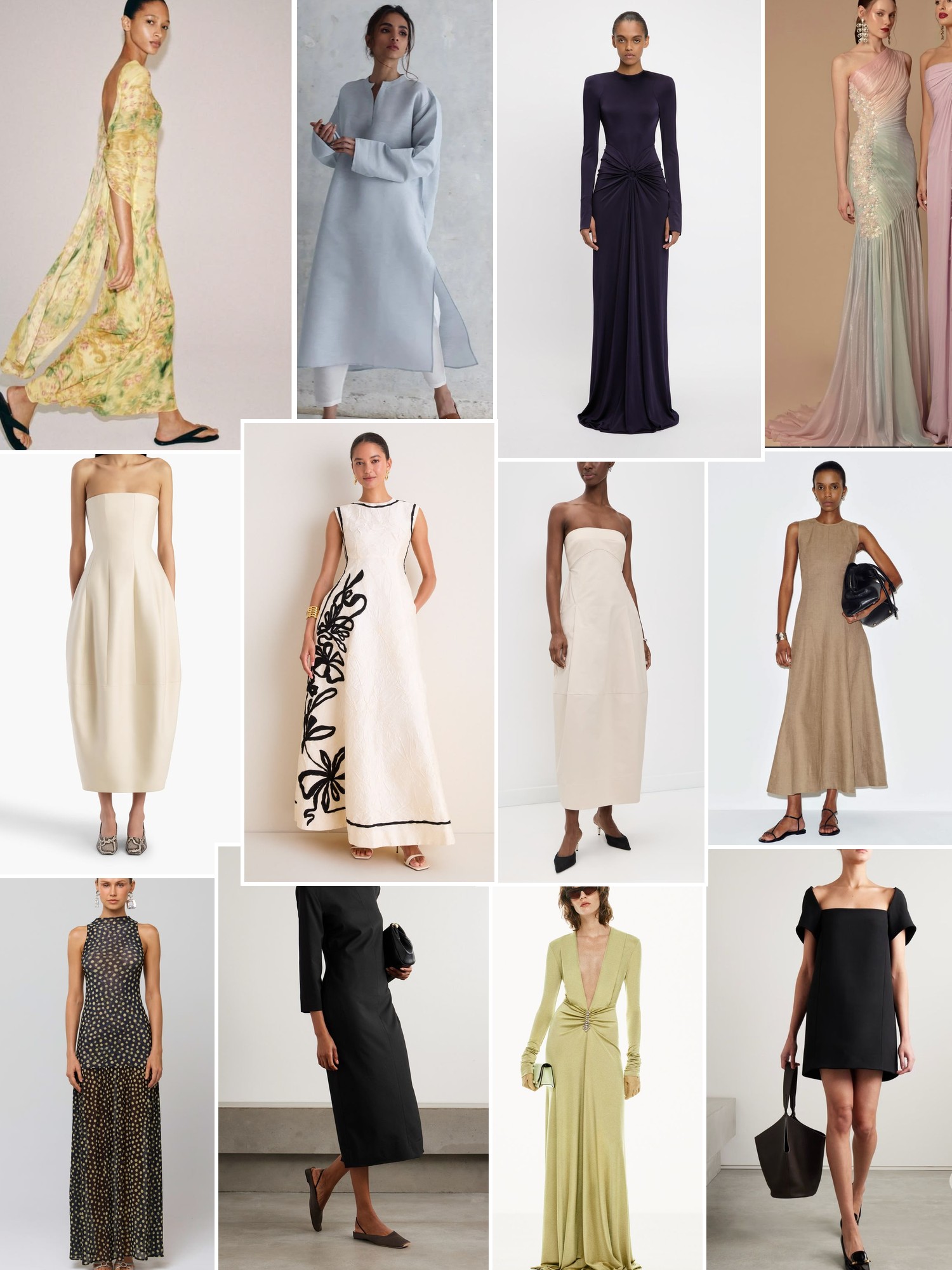Collage of runway looks, campaign shots and street style outfits that capture the Co mood