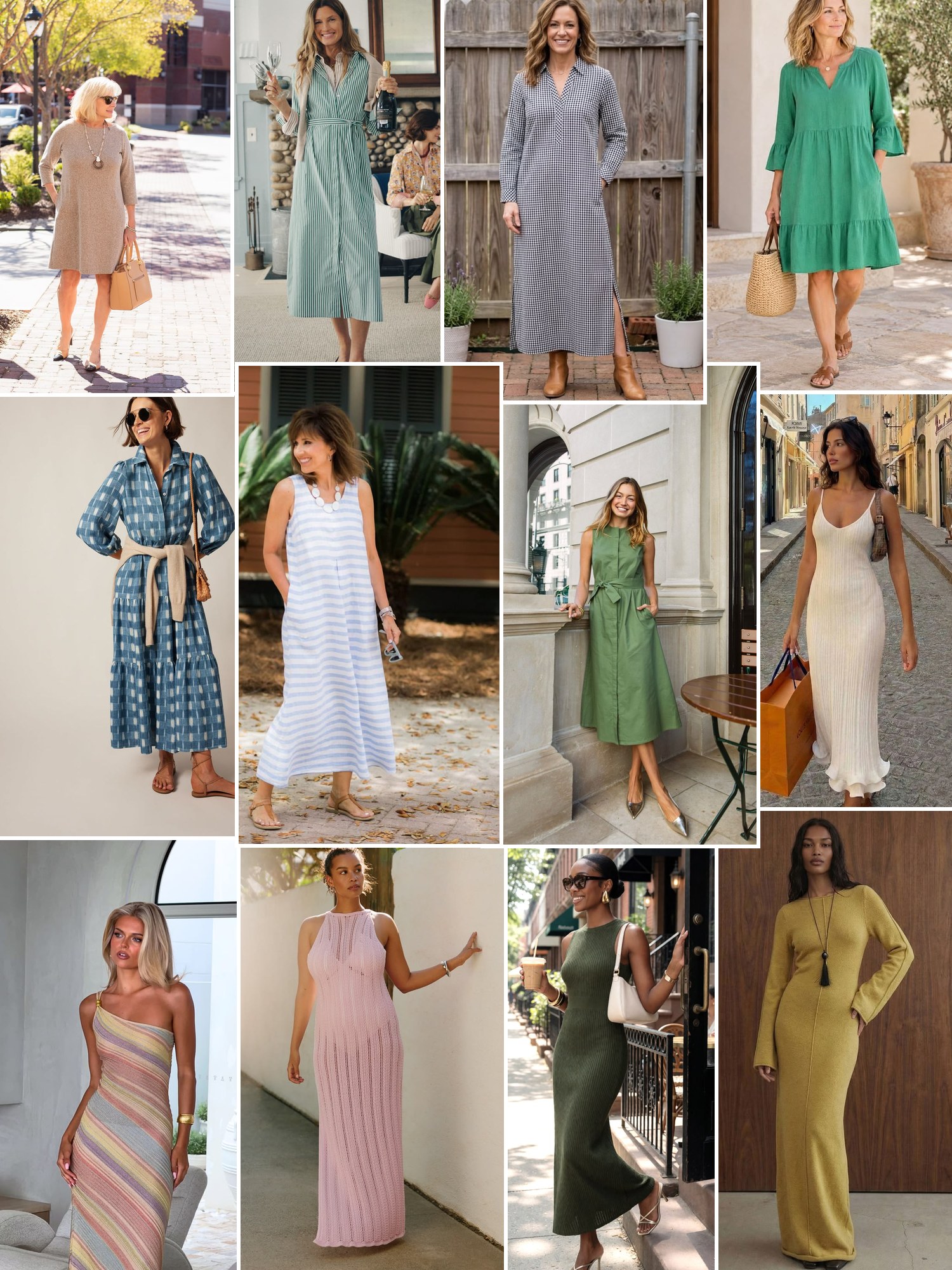 Collage of everyday outfits built around J.Jill dresses