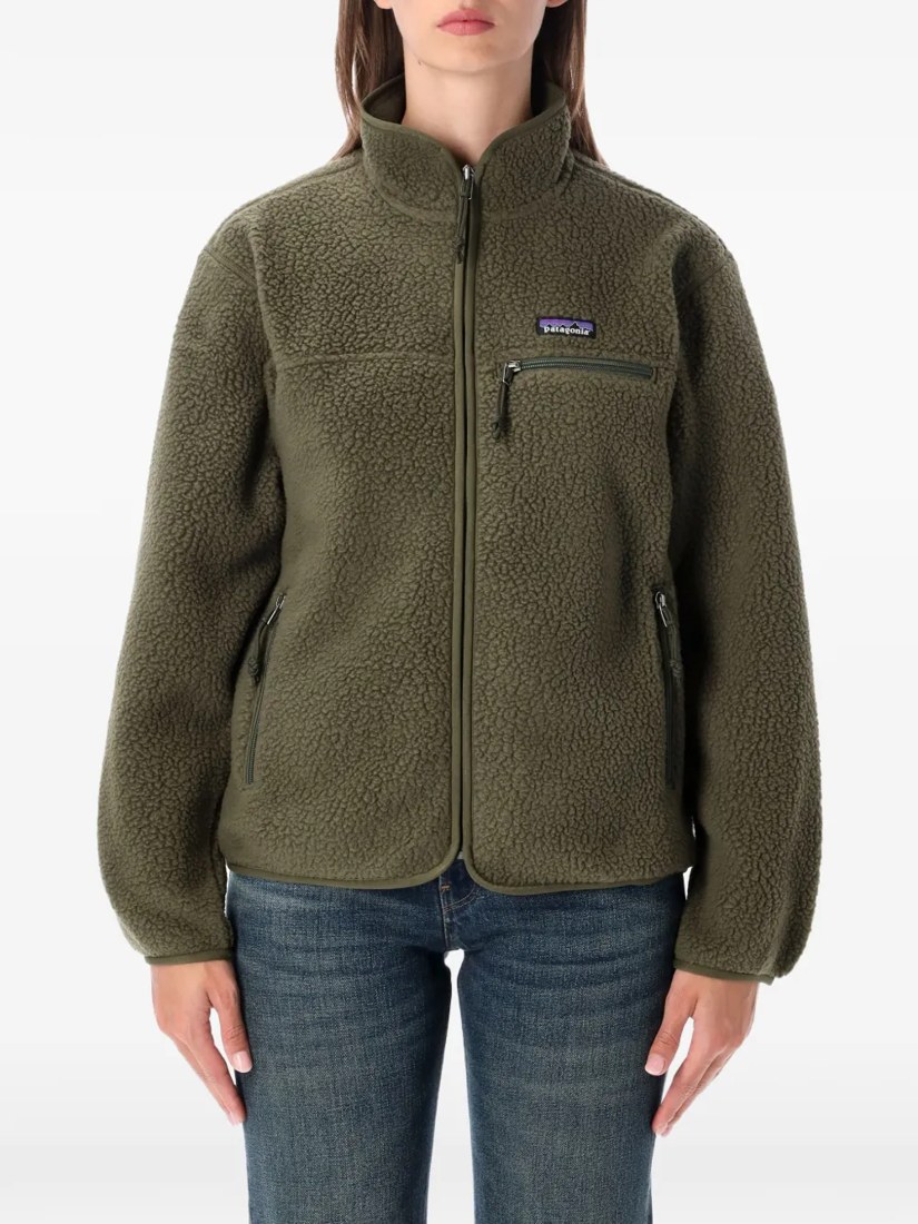 Logo-patch fleece jacket