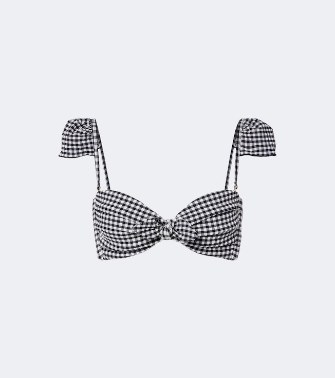 Cabana gingham seersucker bikini top