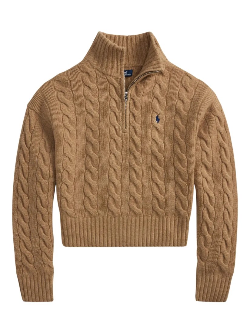Cable-knit mock-neck sweater