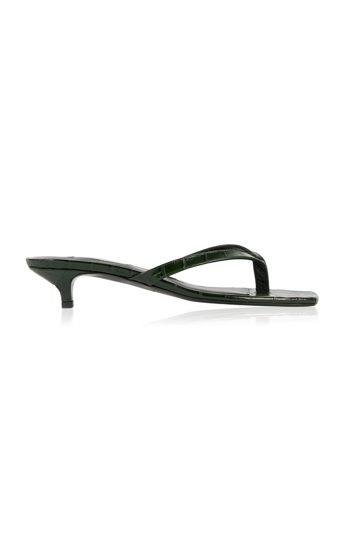 Croc-Embossed Leather Flip-Flop Sandals