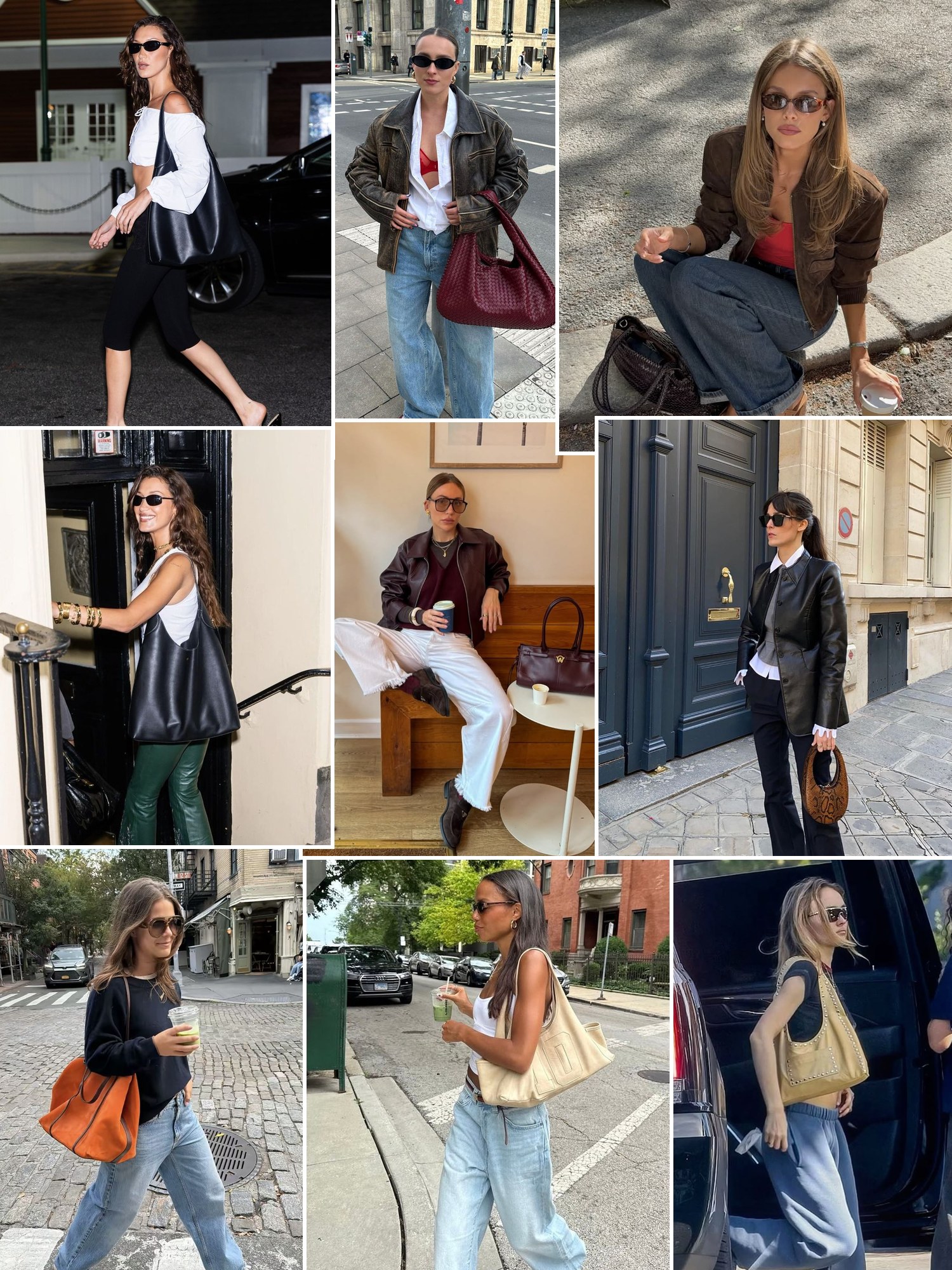Collage of structured flap shoulder bags and similar looks