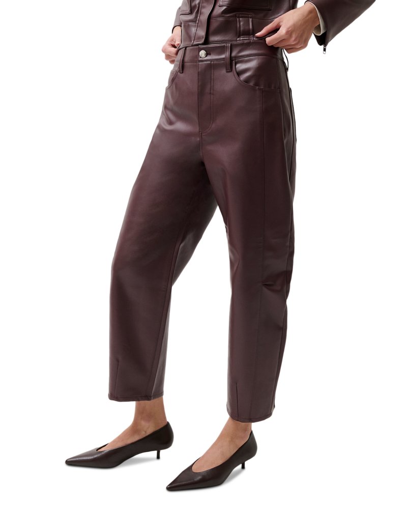Eli High Rise Faux Leather Crop Jeans in Cabernet