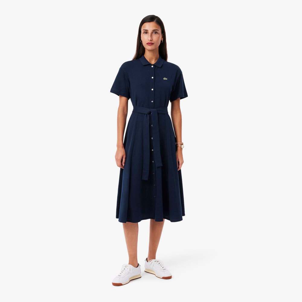 Flared Mini-Piqué Polo Dress
