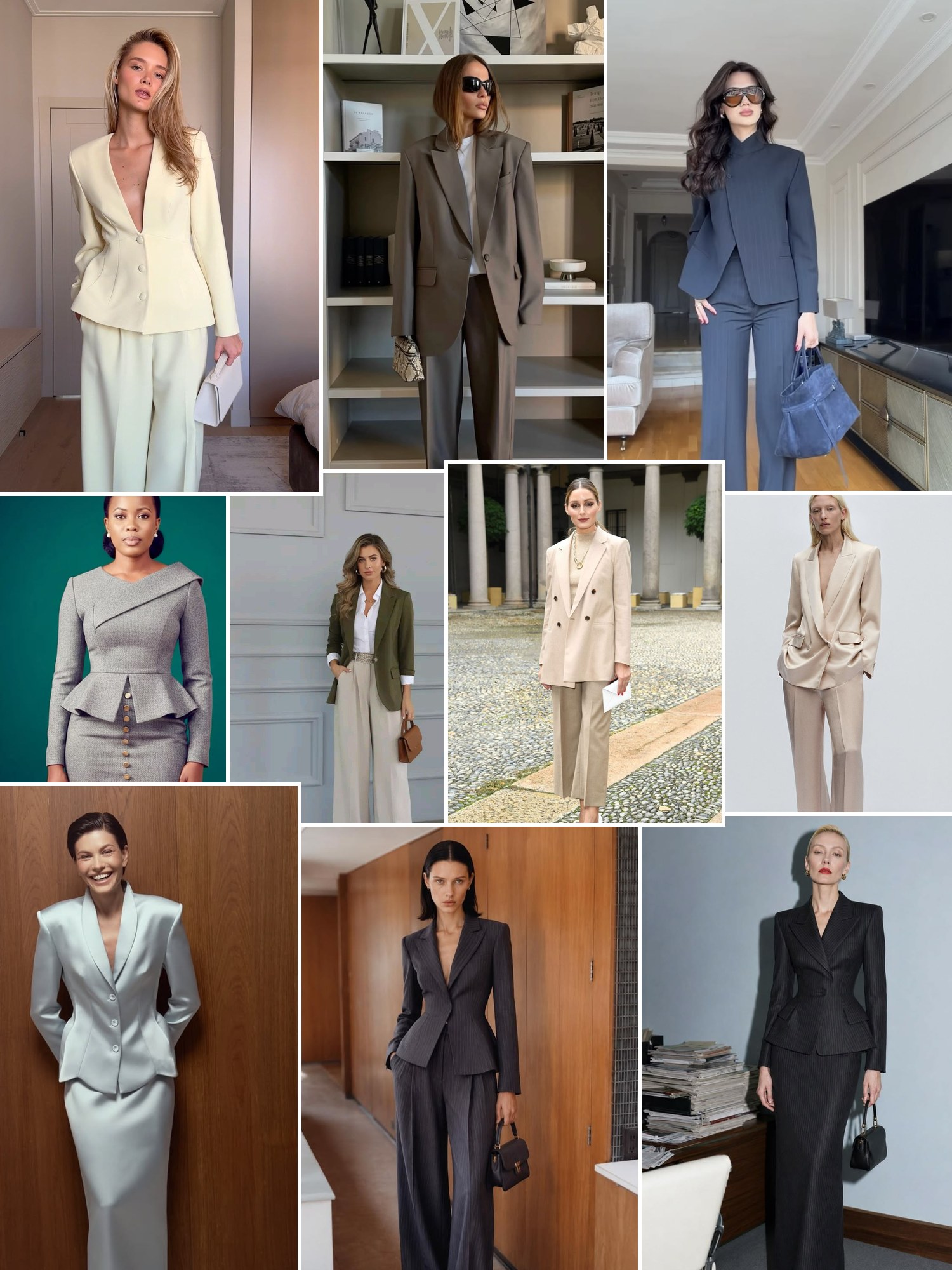 Street style collage of women wearing business professional attire women