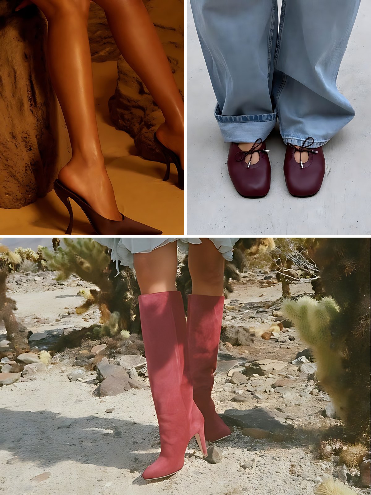 Three pictures that set the mood for the red shoe
