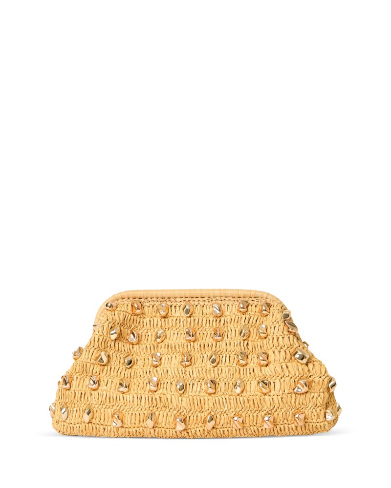 Galia Studded Raffia Clutch