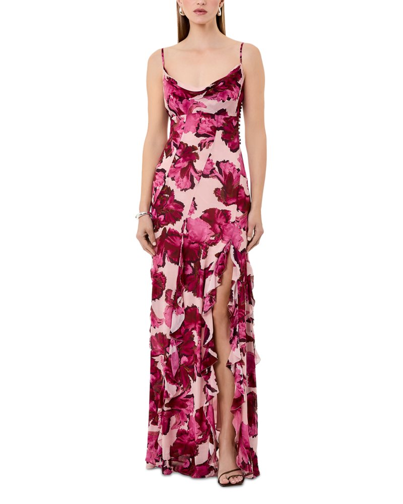 Kamila Ruffled Cowl Gown