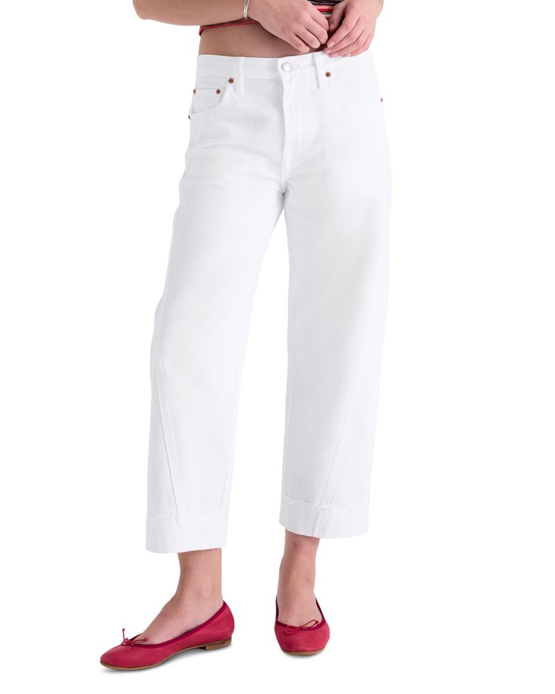Kacey Mid Rise Cuffed Boyfriend Jeans in Optic White