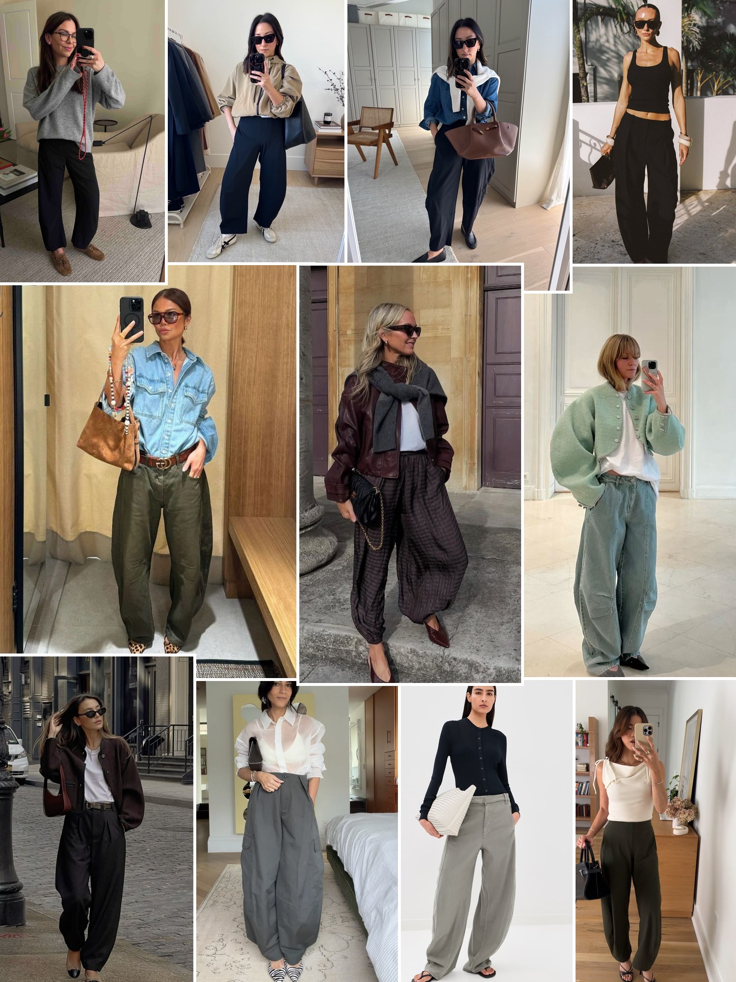Collage of everyday outfits built around RUTI pants