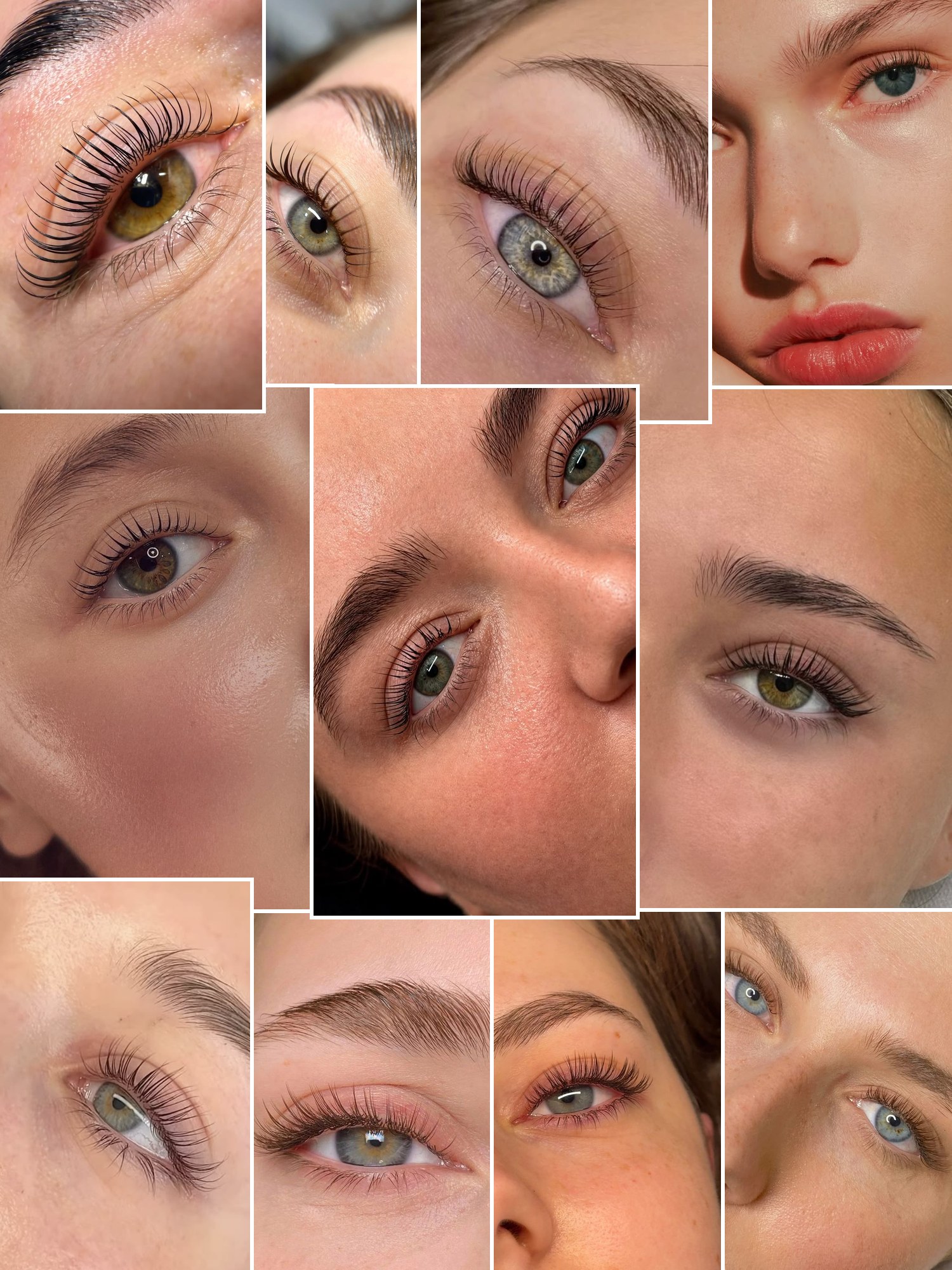 Street style collage of women wearing lash lift