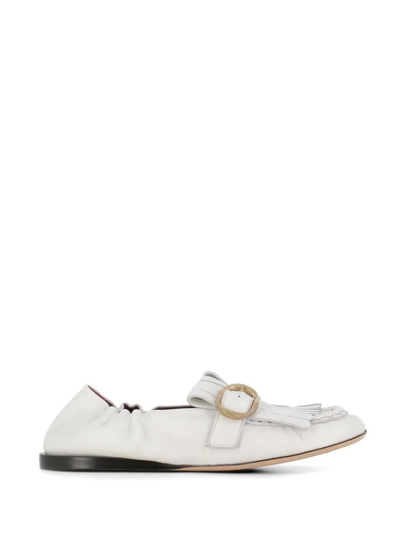 Buckle fringed loafers