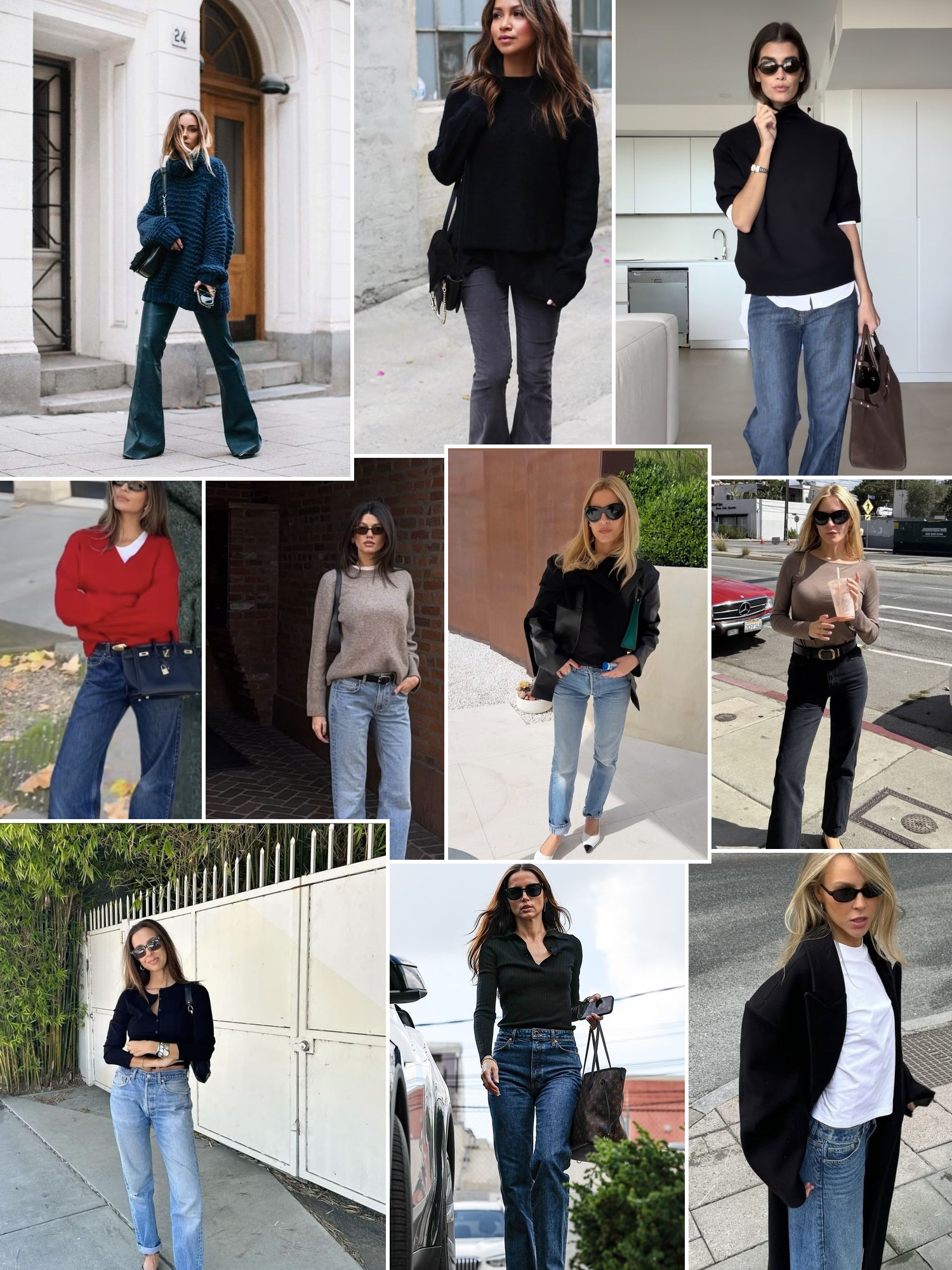 Street style collage of women wearing AYR