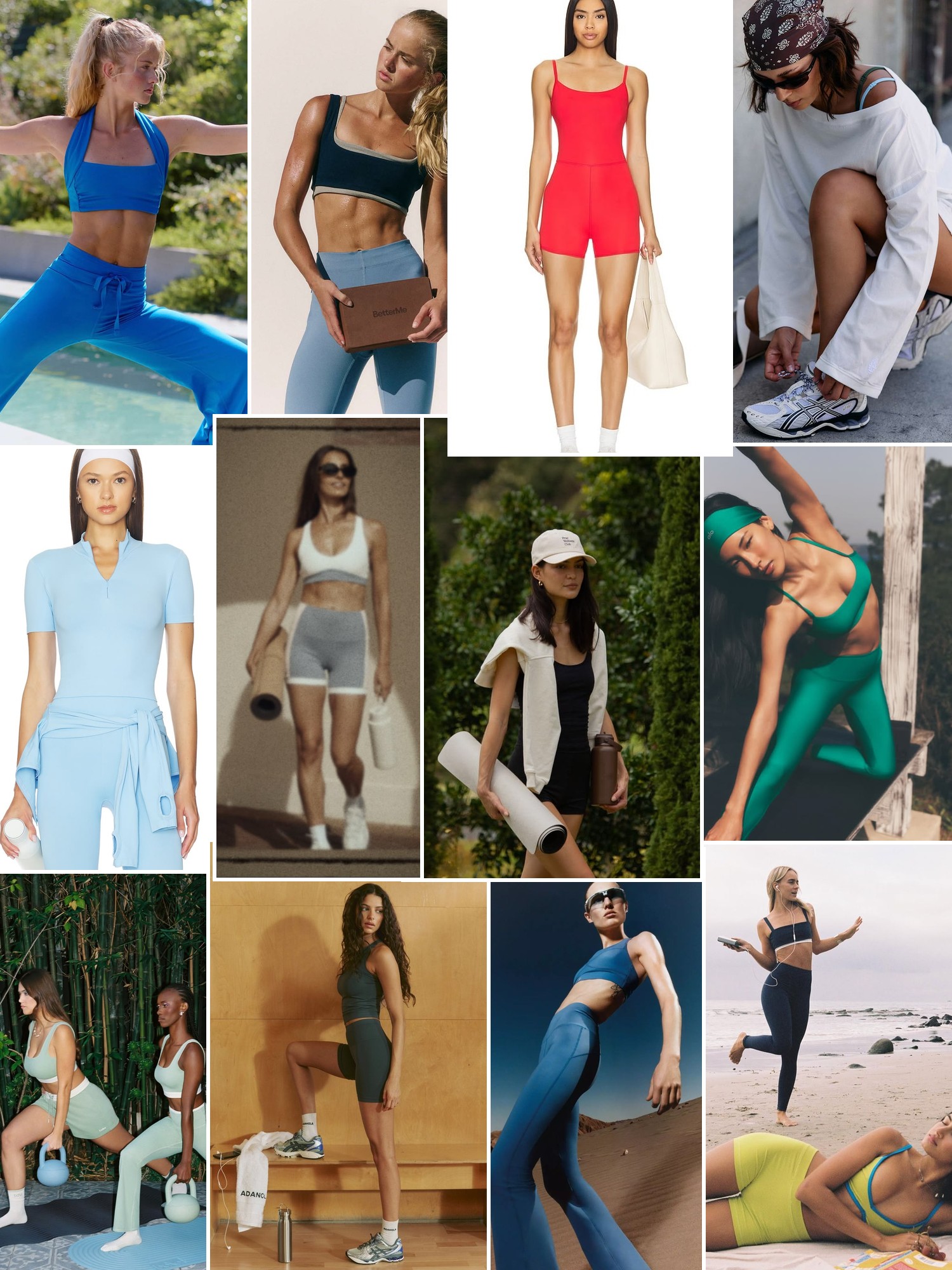 Collage of runway looks, campaign shots and street style outfits that capture the WellBeing + BeingWell mood