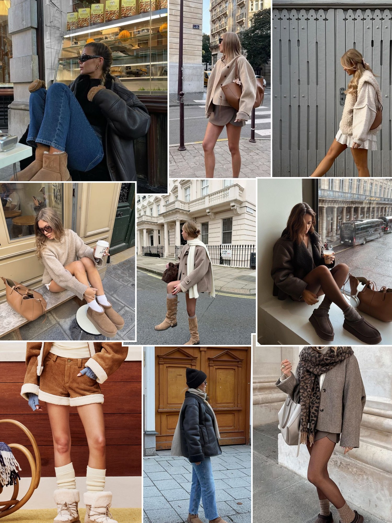 Collage of shearling ankle boots and similar looks