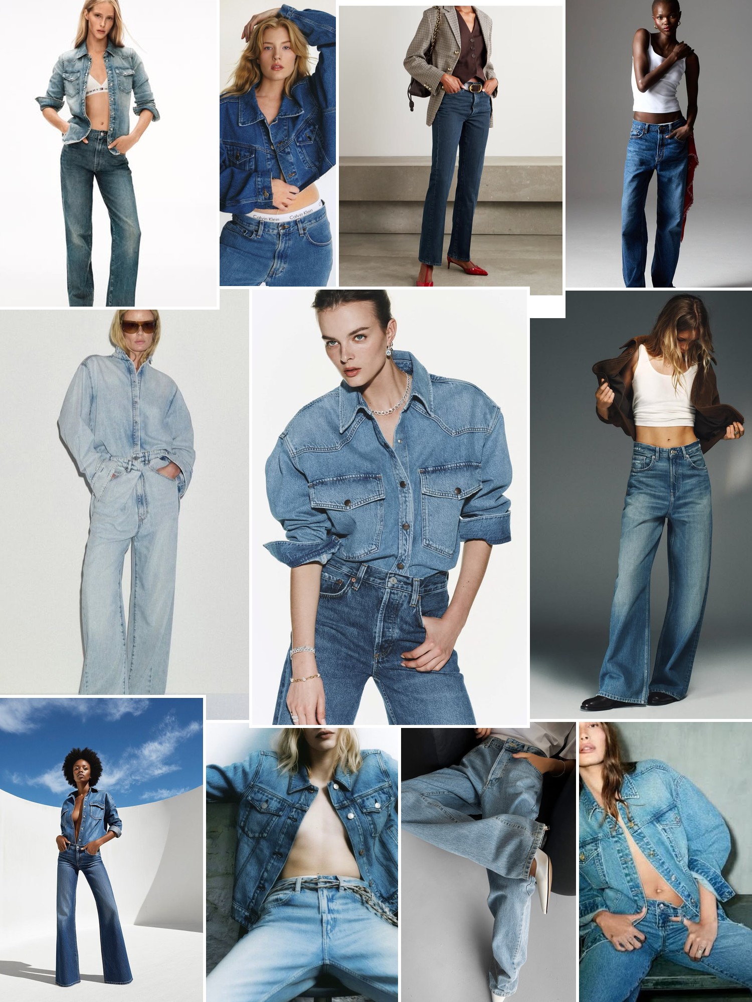 Collage of runway looks, campaign shots and street style outfits that capture the FRAME mood