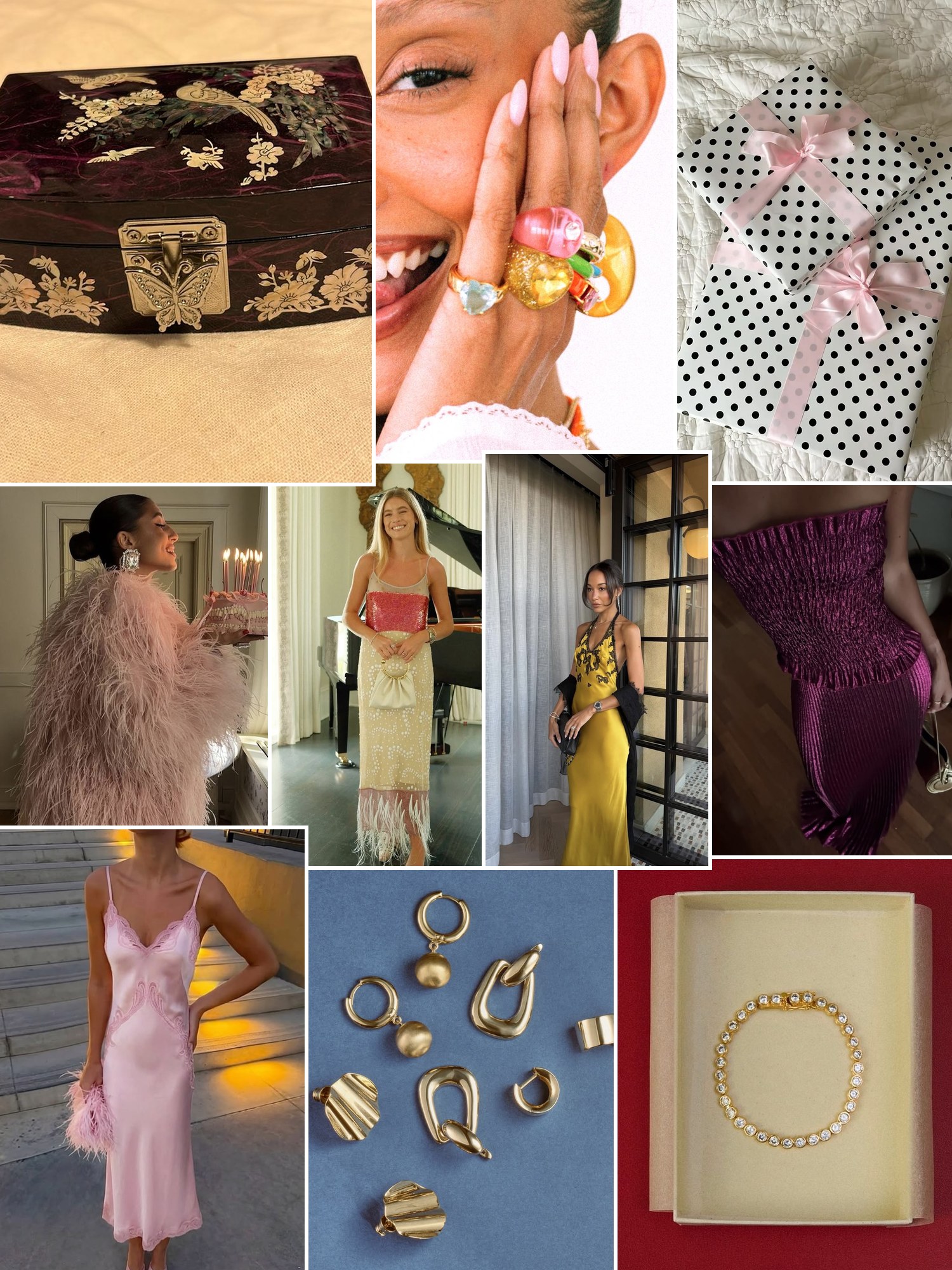 Street style collage of women wearing birthday gift ideas for her