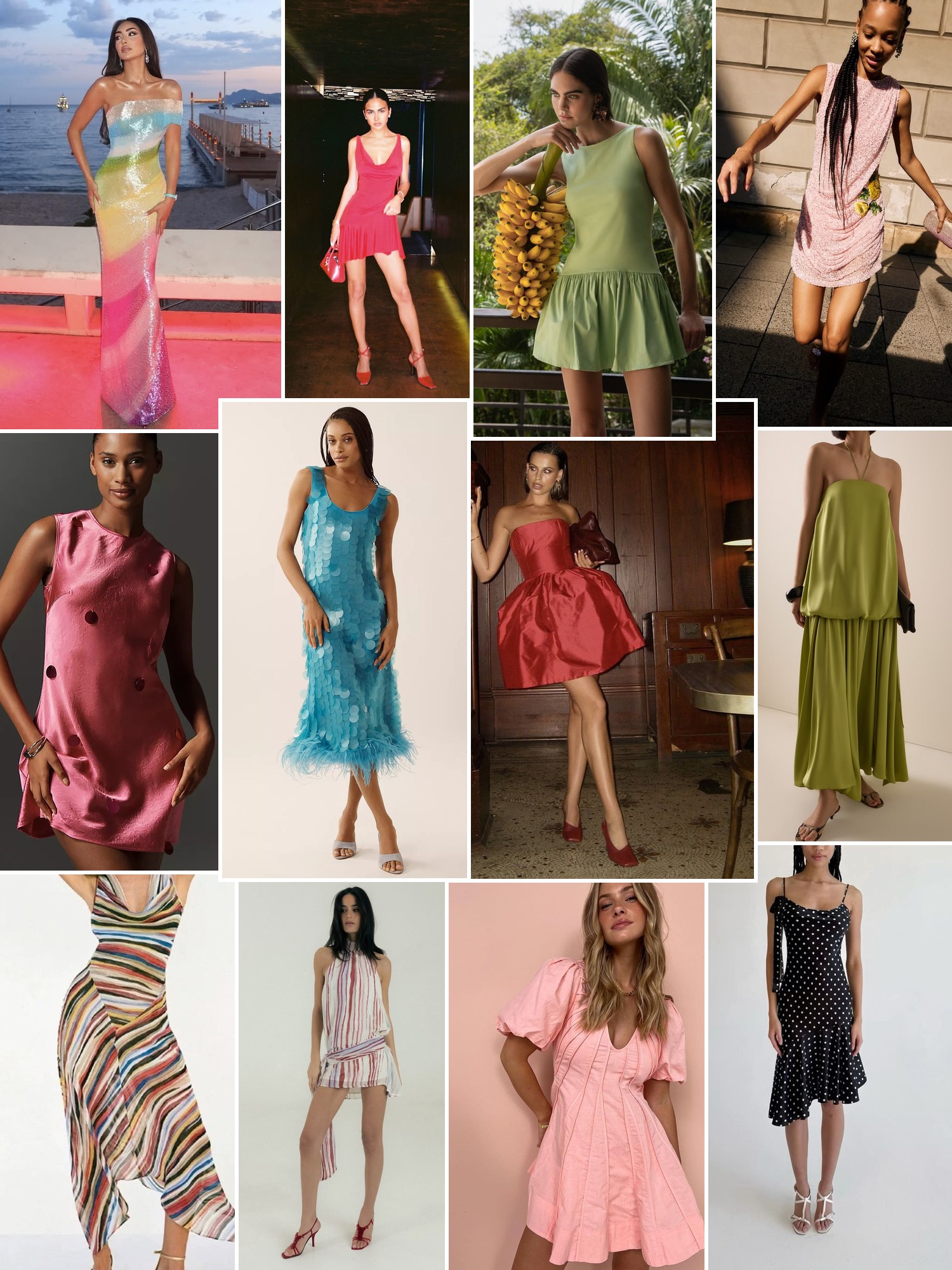 Collage of runway looks, campaign shots and street style outfits that capture the SIRAPOP mood