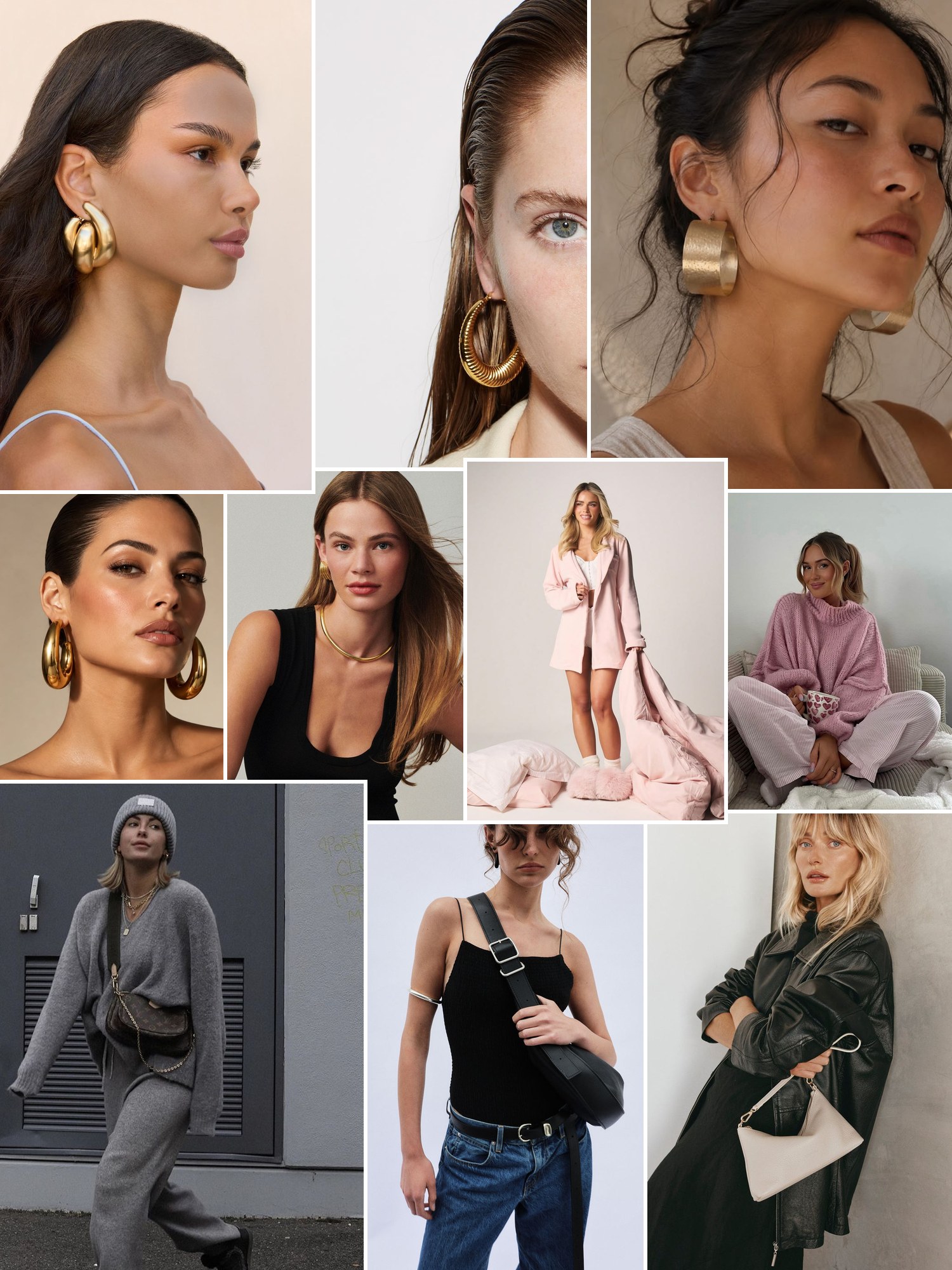 Street style collage of women wearing popular gifts for women