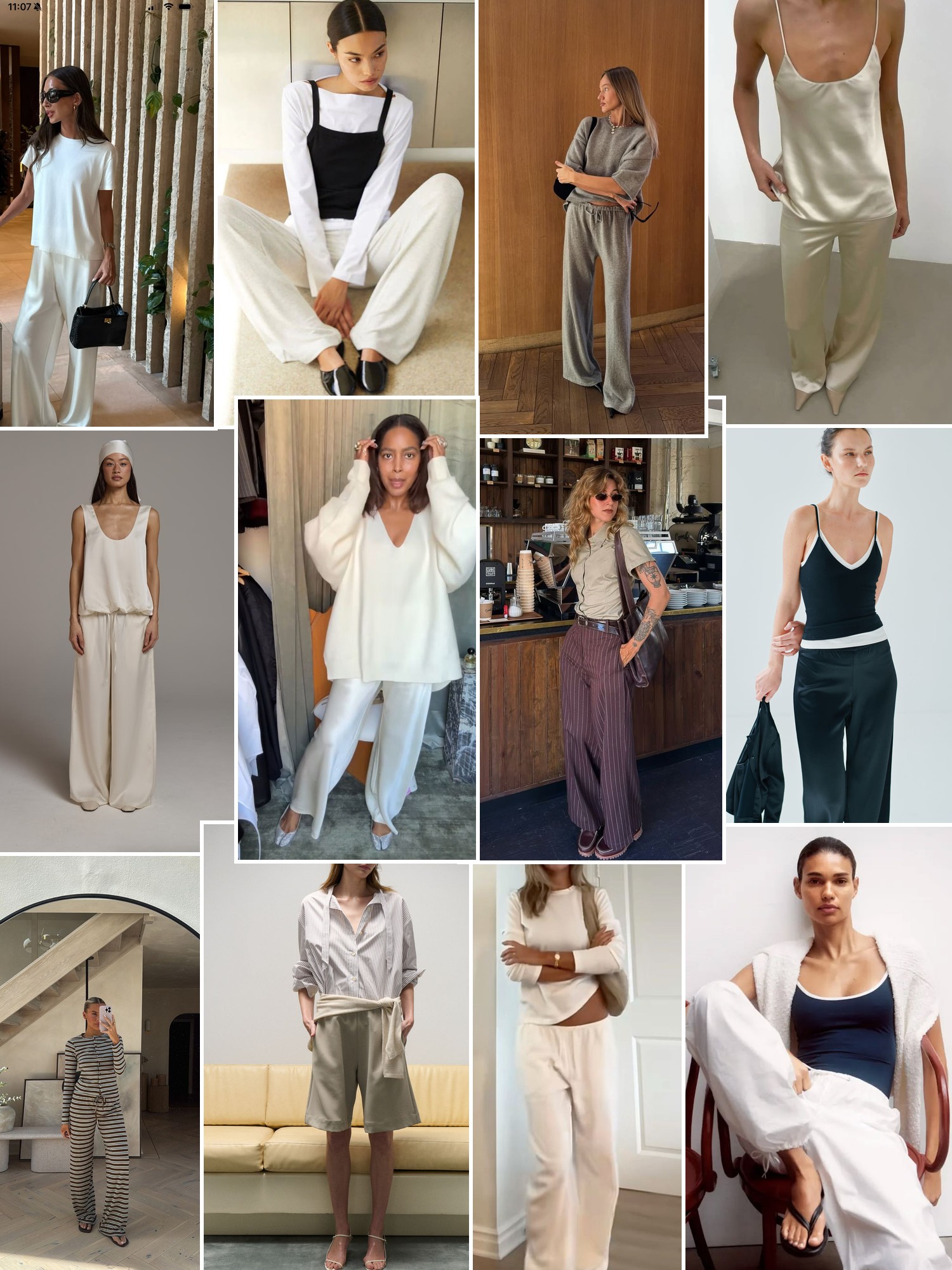 Collage of runway looks, campaign shots and street style outfits that capture the Leset mood