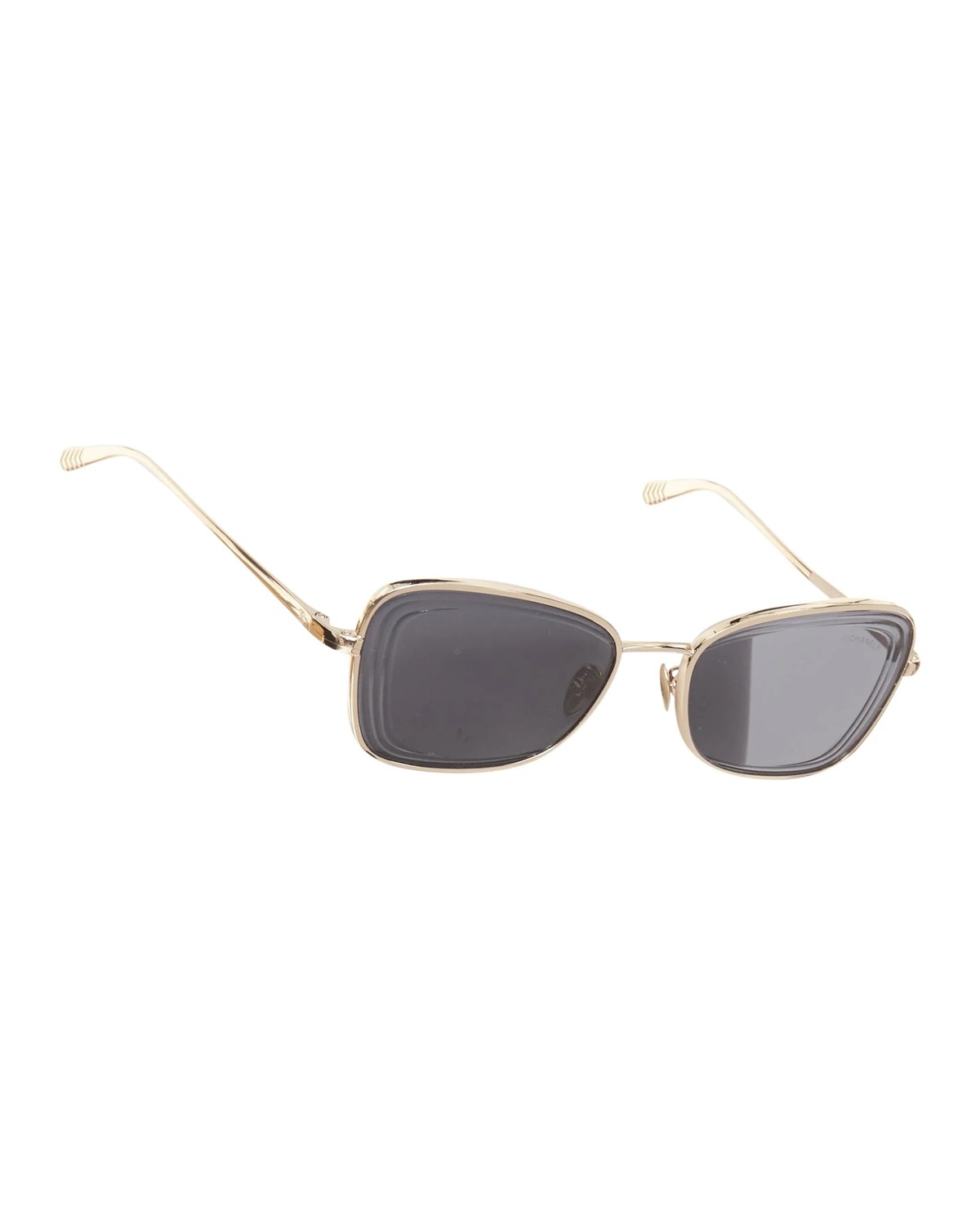 Gold frame black tiered lenses sunglasses