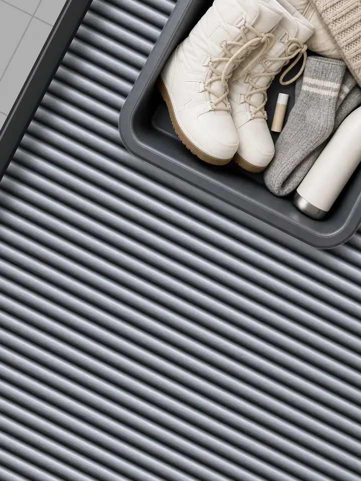Phia ad: packed airport security trays for a ski weekend, a cabin getaway and home for the holidays slide down a conveyor. Let Phia do the packing for you. Install your free digital closet today.
