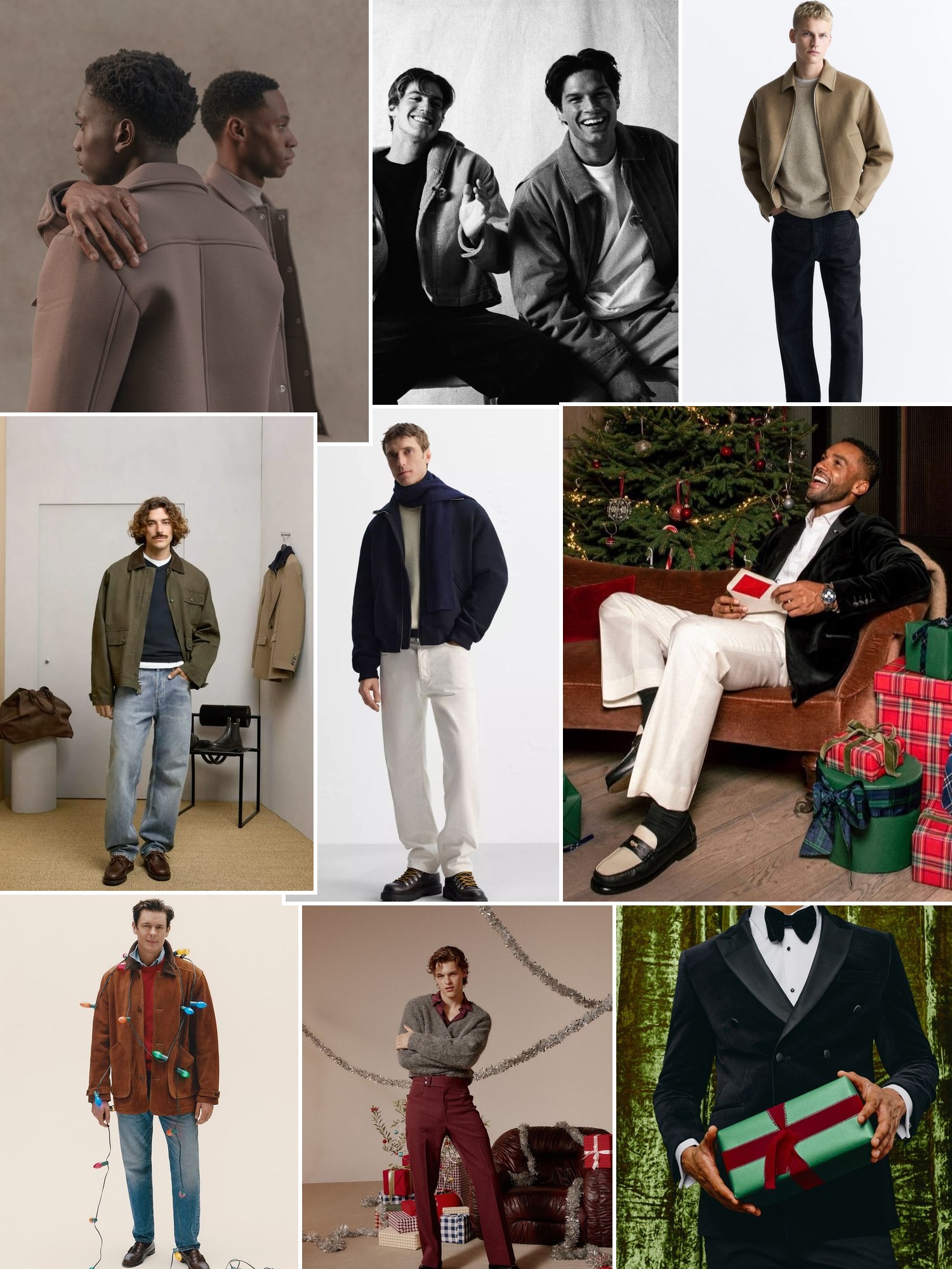 Street style collage of women wearing gift ideas for brother