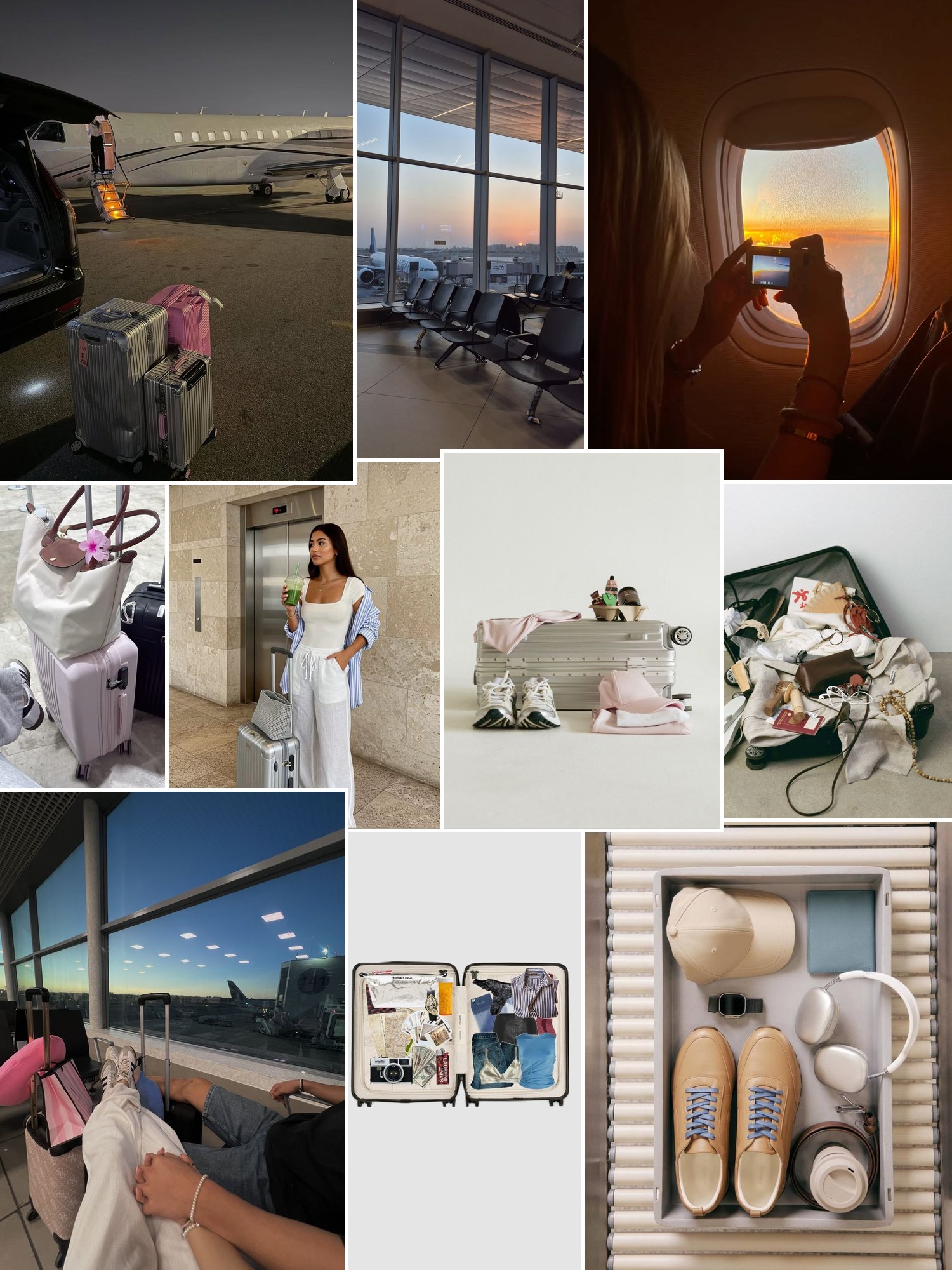 Street style collage of women wearing travel gifts for women